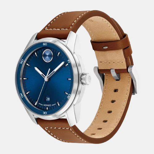 Bold Men Quartz Blue Dial Analog Leather Watch 3600944 - Image 2