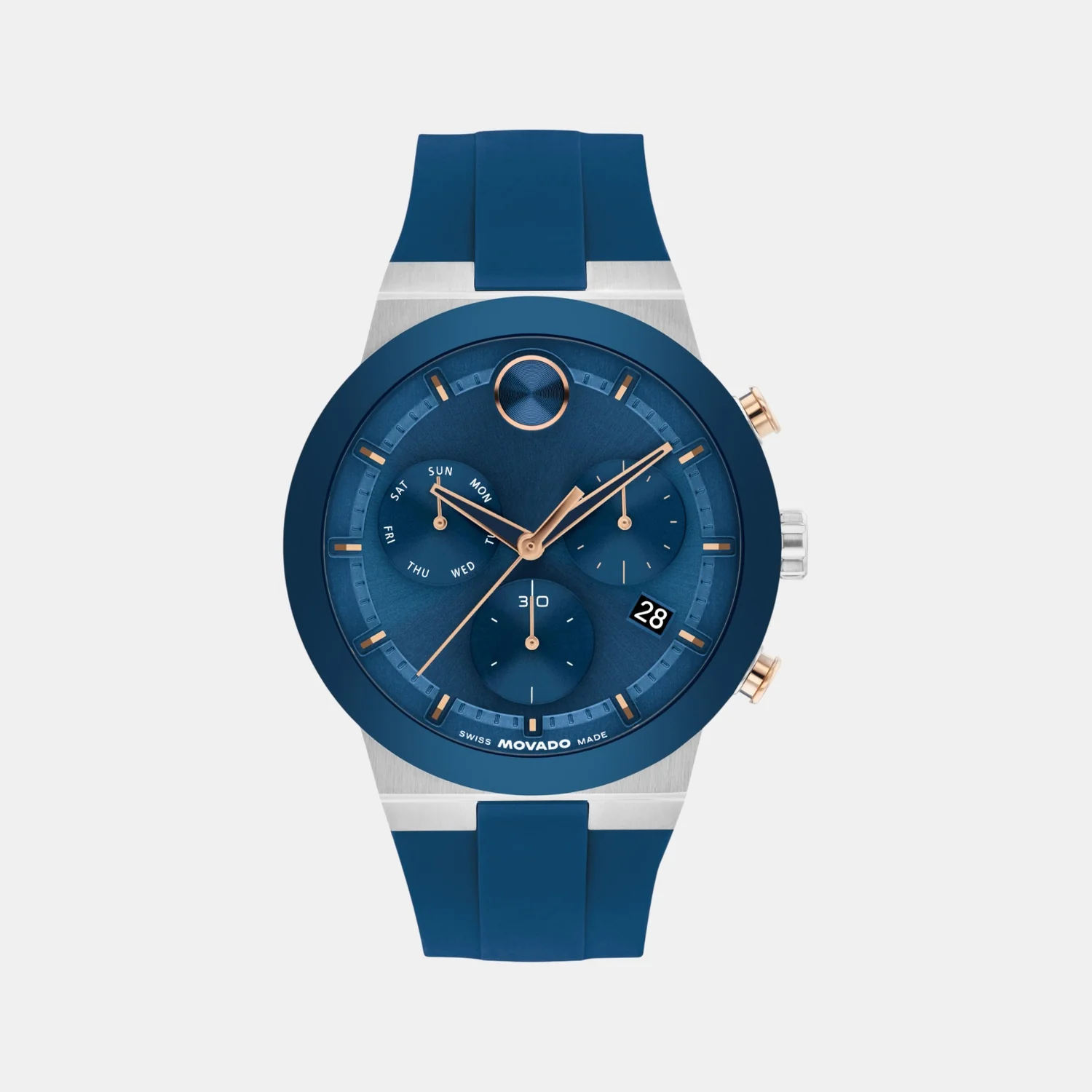 Bold Men Quartz Blue Dial Chronograph Silicone Watch 3601331 - Image 2