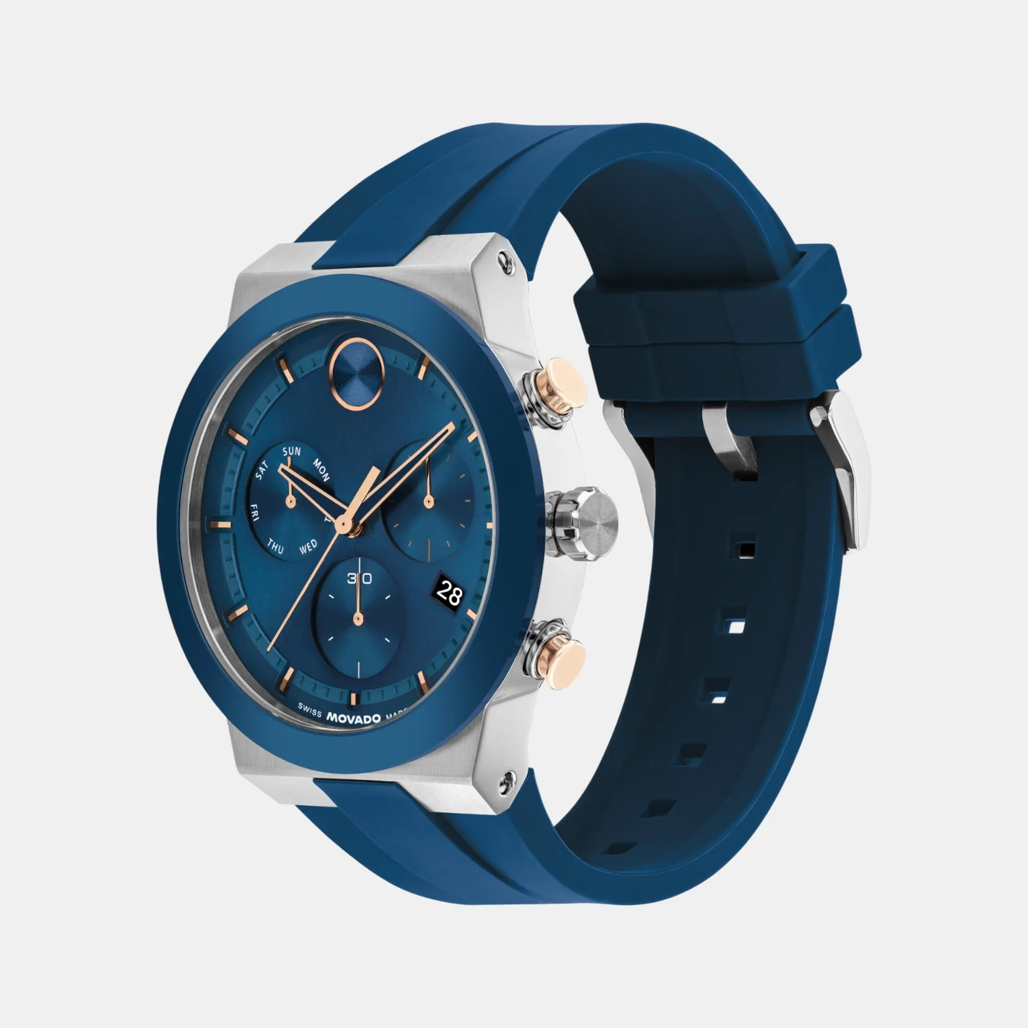 Bold Men Quartz Blue Dial Chronograph Silicone Watch 3601331 - Image 3