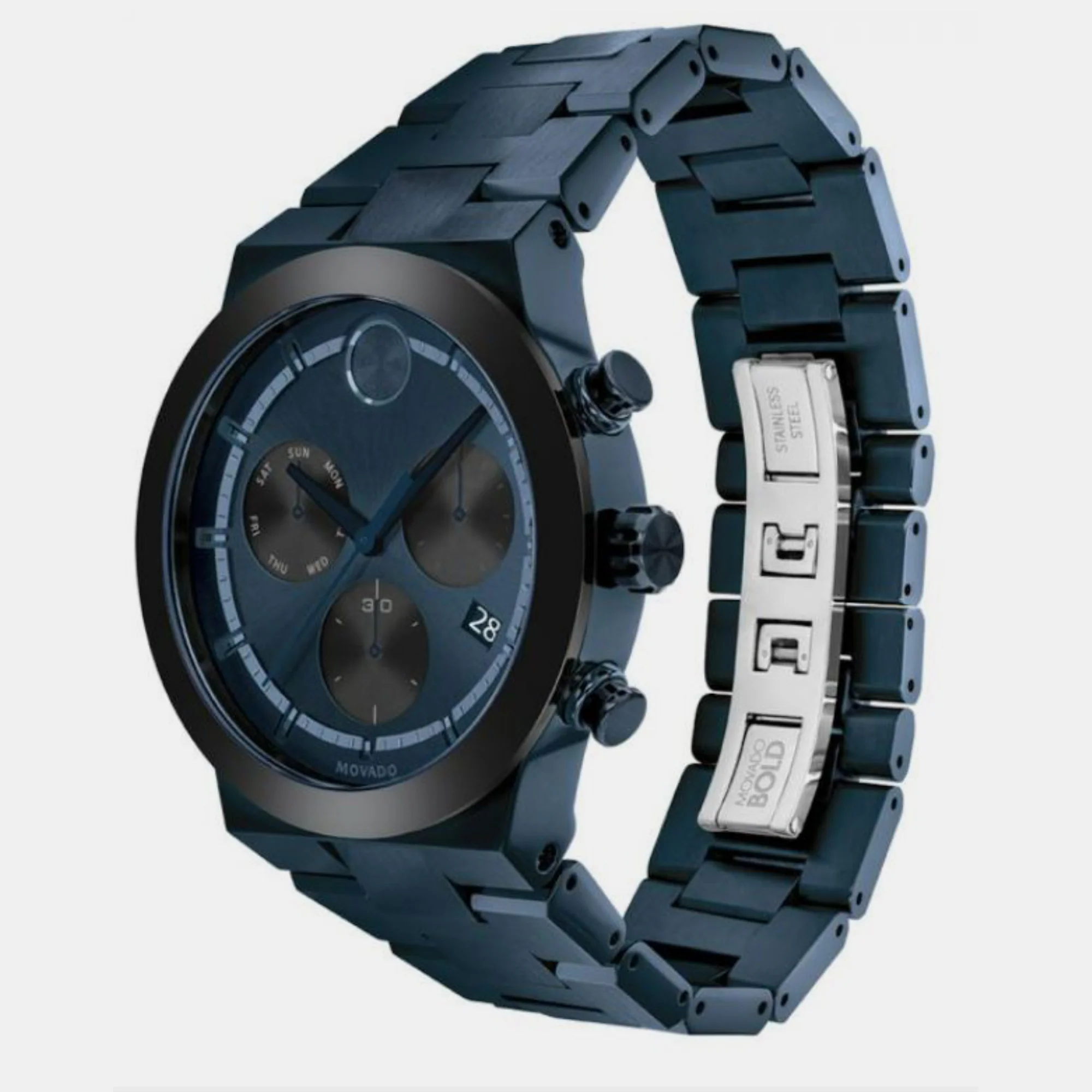 Bold Men Quartz Blue Dial Chronograph Stainless Steel Watch 3600729 - Image 3