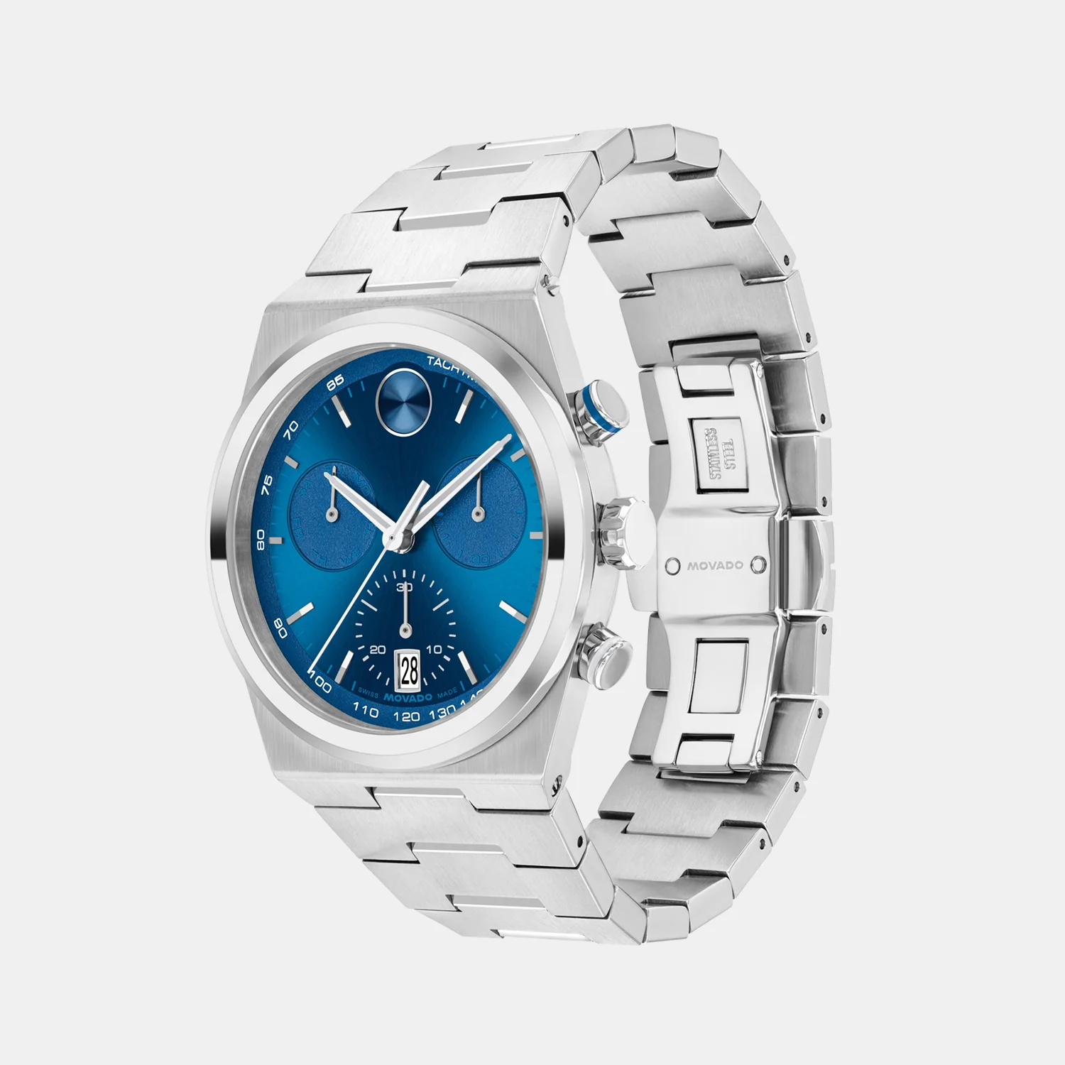 Bold Men Quartz Blue Dial Chronograph Stainless Steel Watch 3601199 - Image 2