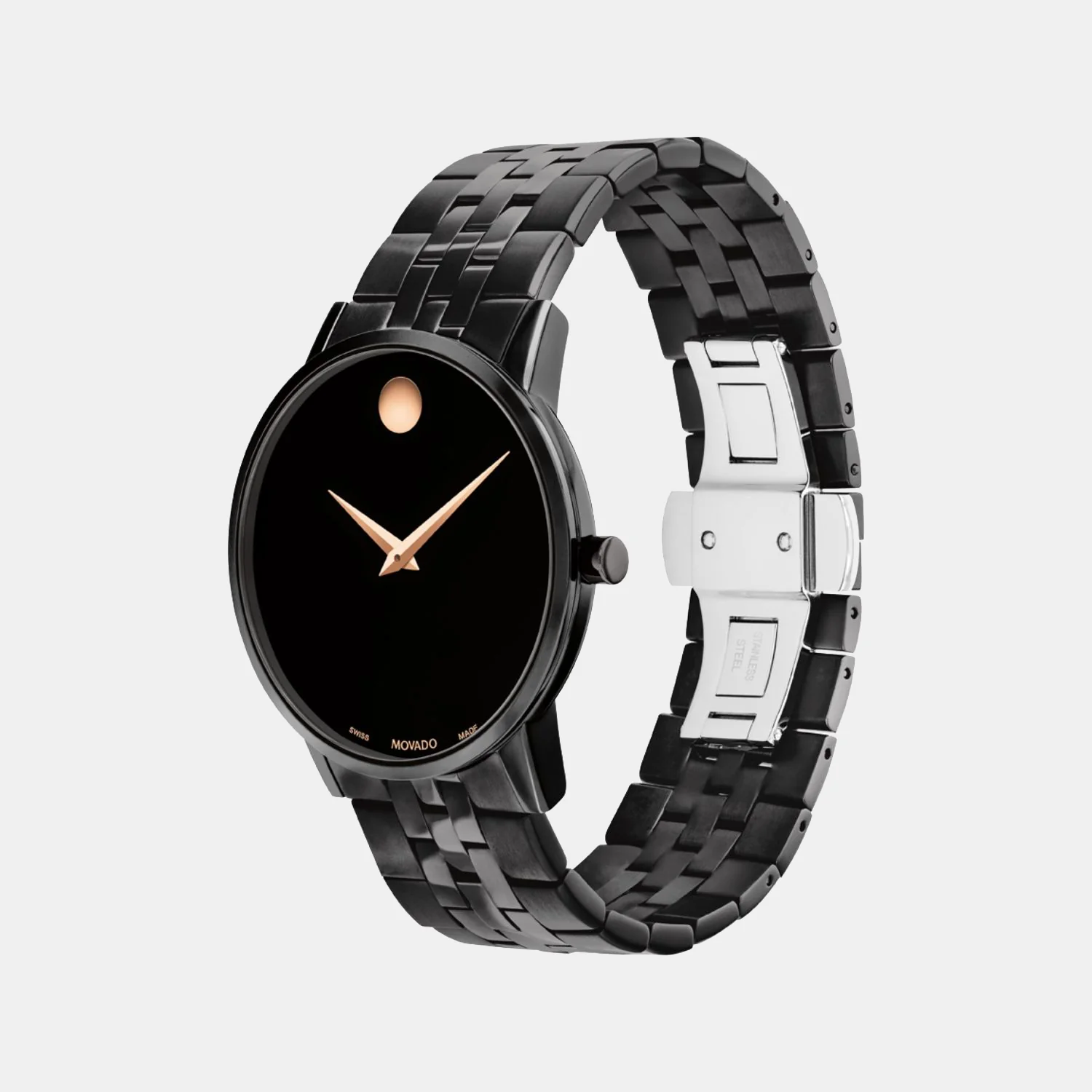 Museum Classic Men Quartz Black Dial Analog Stainless Steel Watch 607963 - Image 2