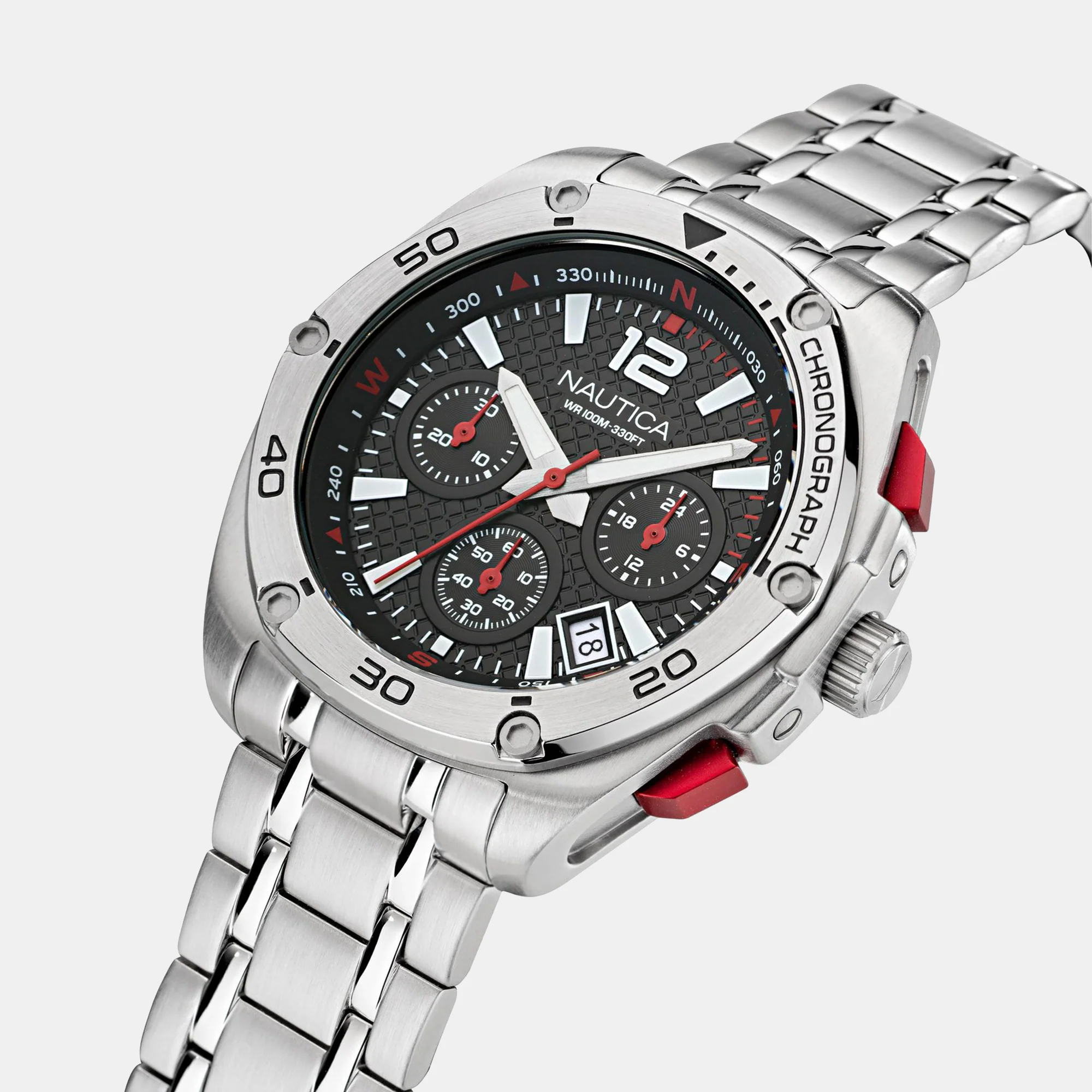 Men Quartz Black Dial Chronograph Stainless Steel Watch NAPTCF206 - Image 2