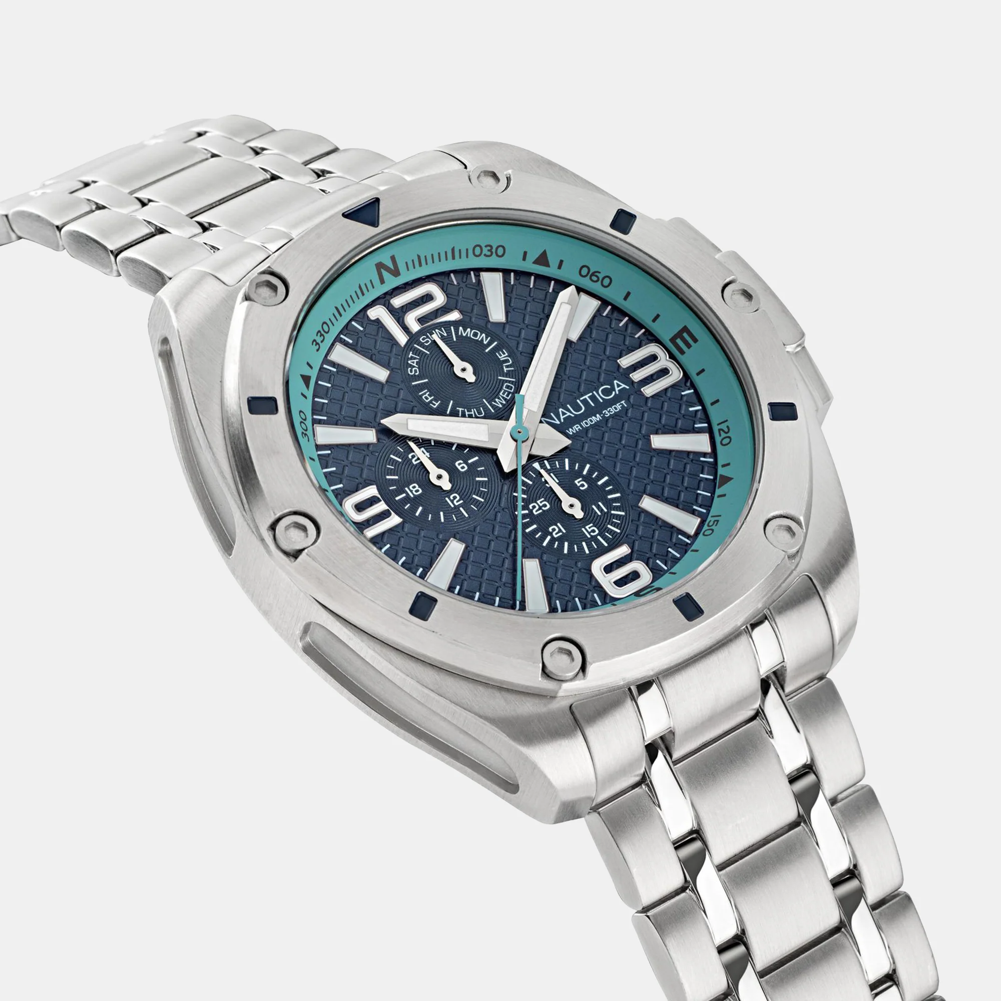 Men Quartz Blue Dial Chronograph Stainless Steel Watch NAPTCS225 - Image 3