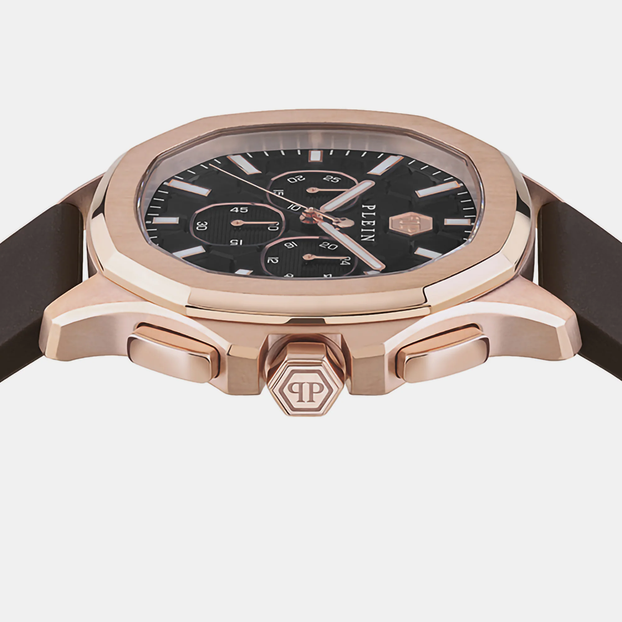 High-Iconic Men Quartz Brown Dial Chronograph Silicone Watch PWSAA0523 - Image 2