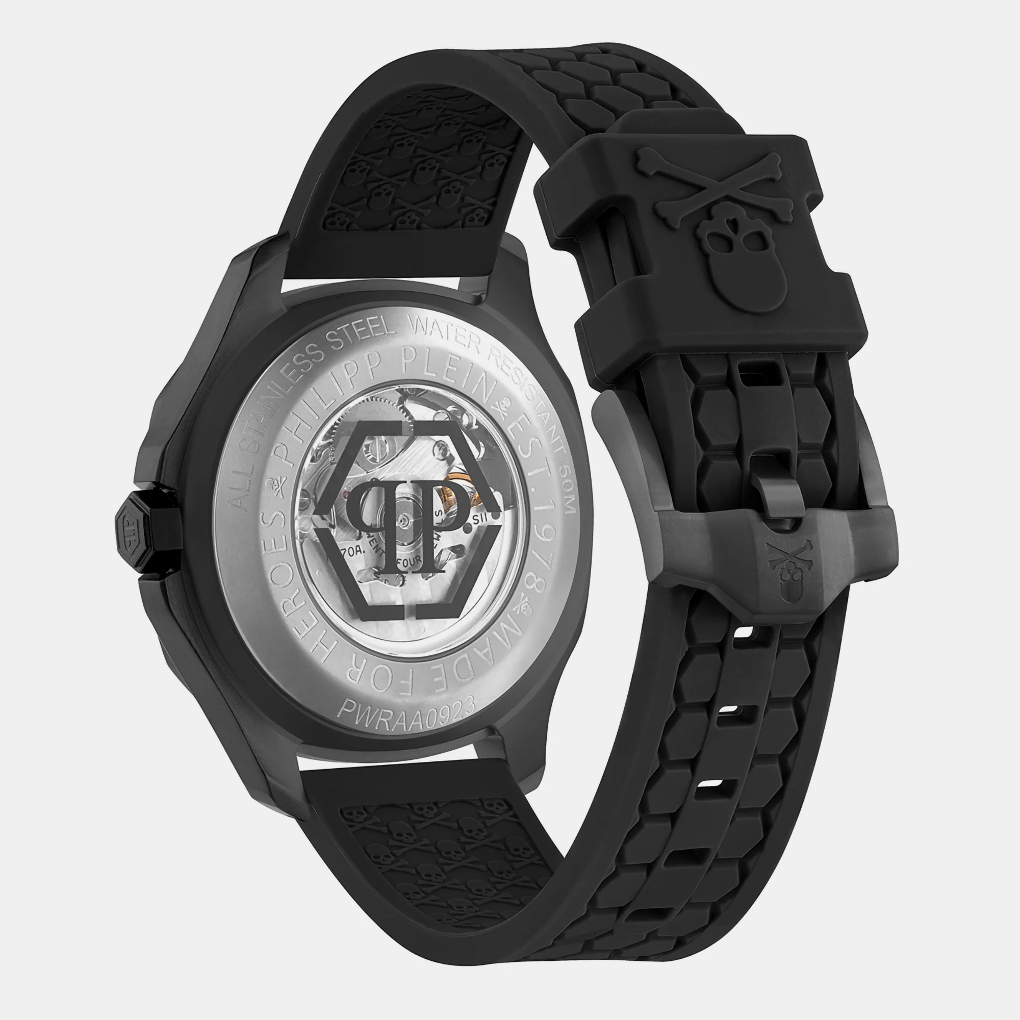 Men Automatic Black Dial Analog Silicone Watch PWRAA0923 - Image 4
