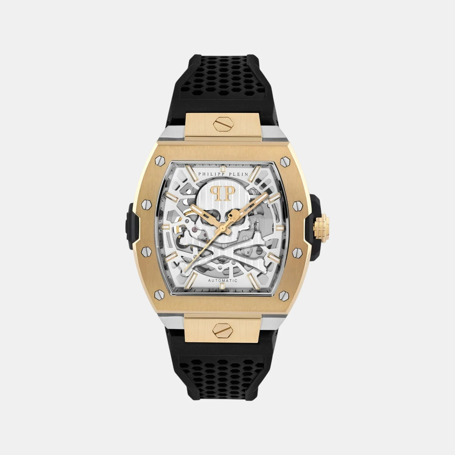 Men Automatic Silver Dial Analog Silicone Watch PWJFA0825