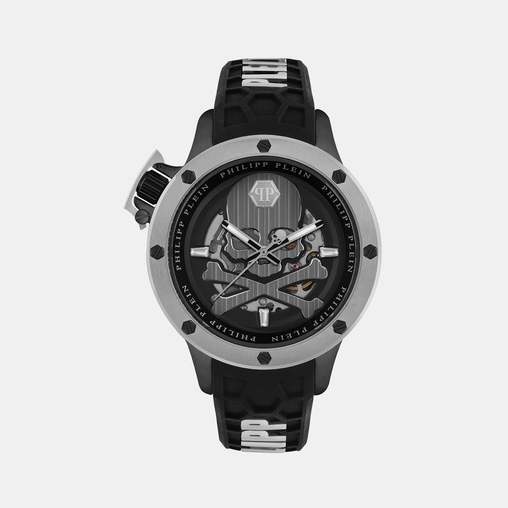 Men Automatic Silver Dial Analog Silicone Watch PWUAA0523