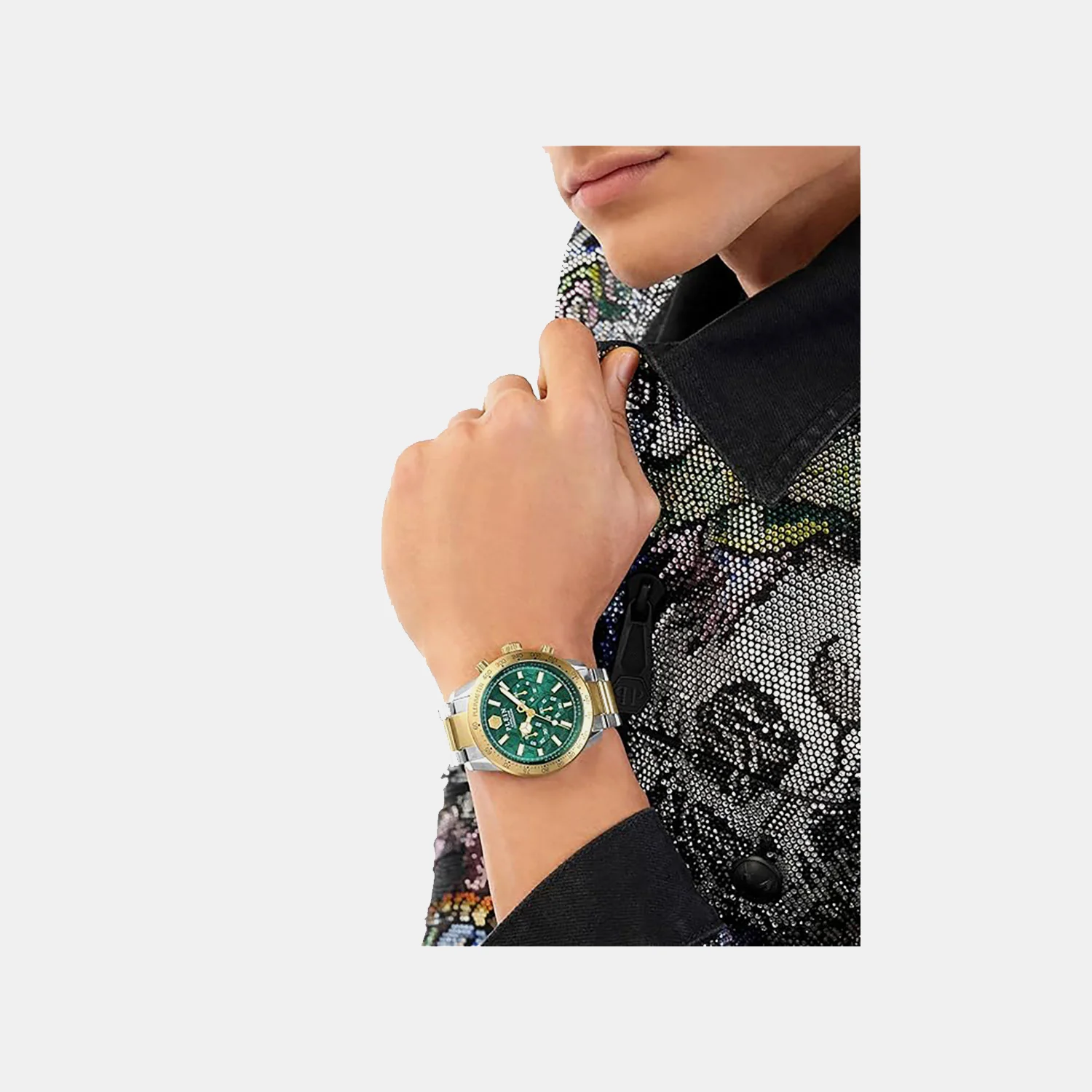 Men Quartz Green Dial Chronograph Stainless Steel Watch PWPYA0524 - Image 3