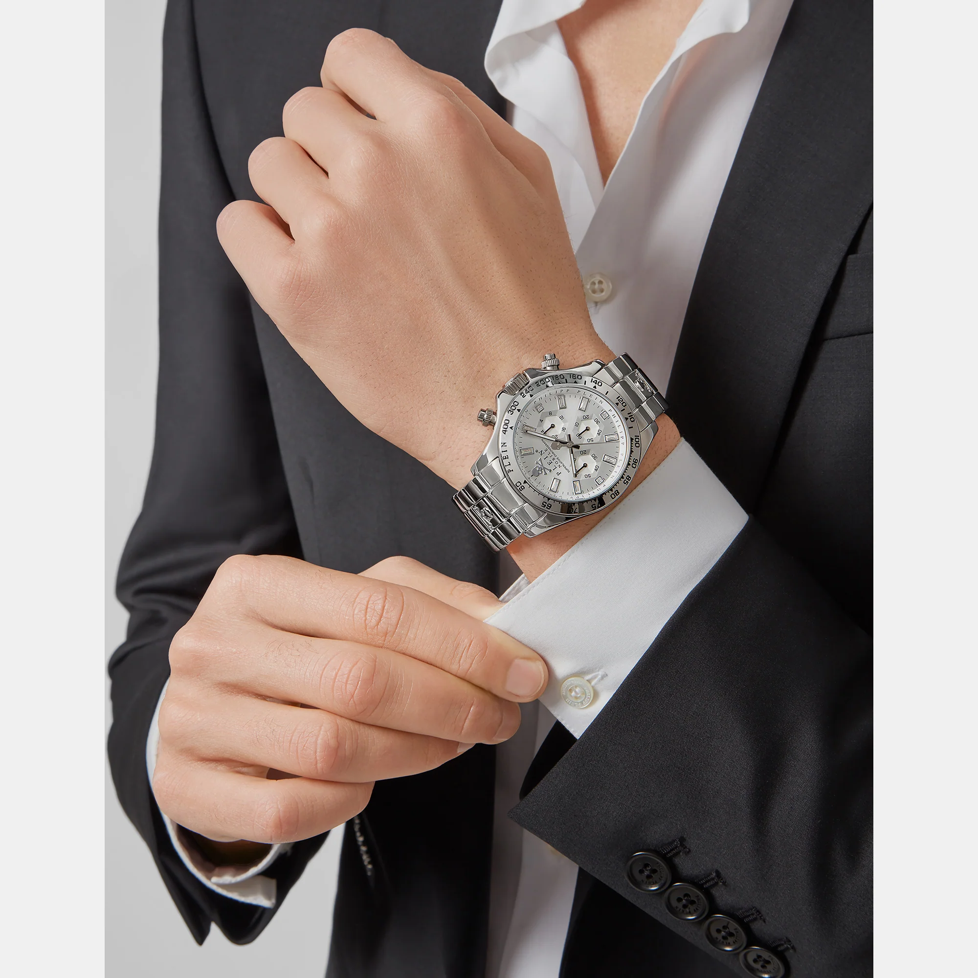 Men Quartz White Dial Chronograph Stainless Steel Watch PWCAA0321 - Image 5