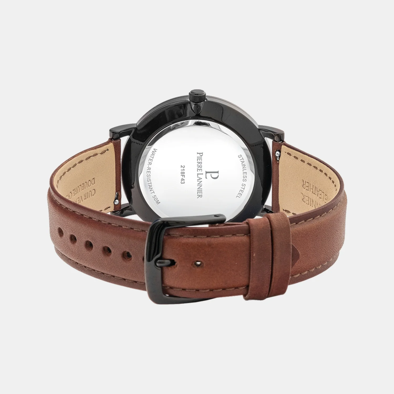 Essential Men Quartz Black Dial Analog Leather Watch 218F434 - Image 4