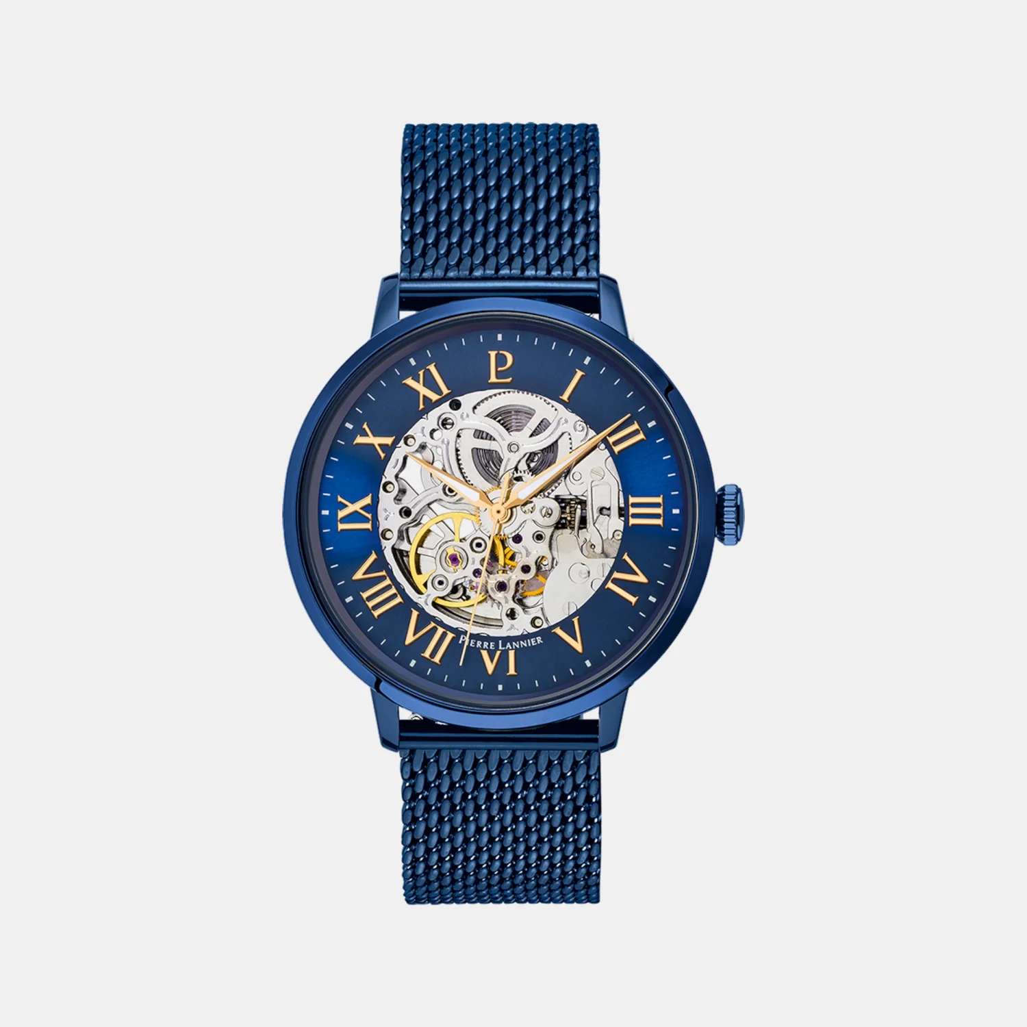 Men Automatic Blue Dial Analog Mesh Watch 318B468