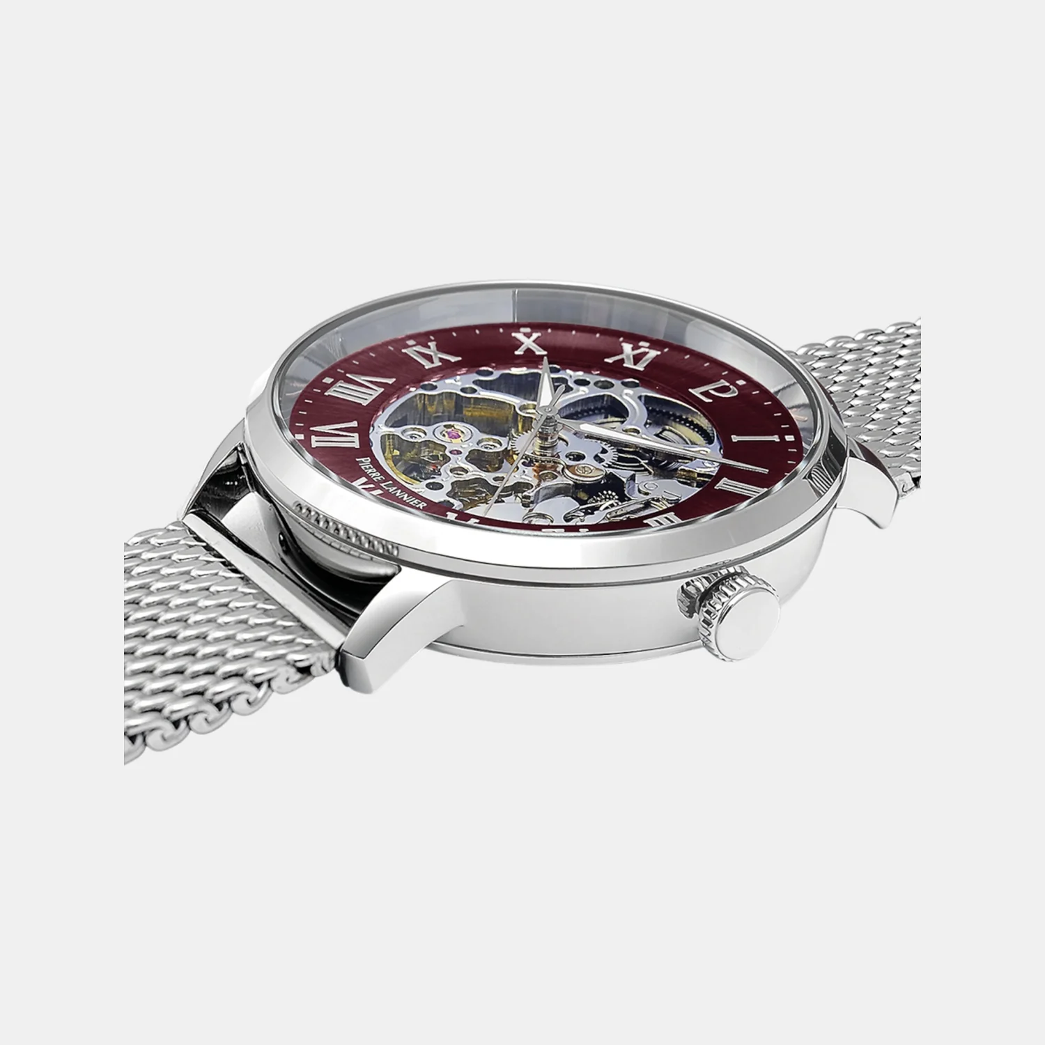 Automatic Men Automatic Burgundy Dial Analog Stainless Steel Watch 323D151 - Image 4