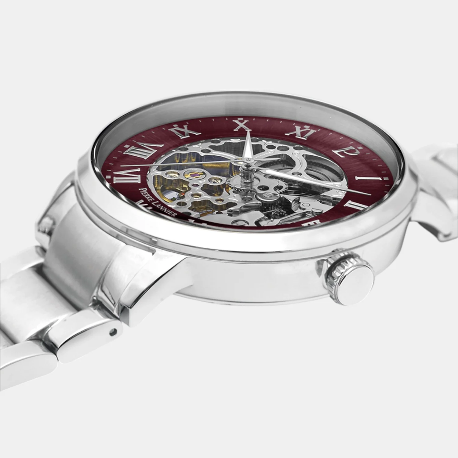 Automatic Men Automatic Burgundy Dial Analog Stainless Steel Watch 317B151 - Image 4