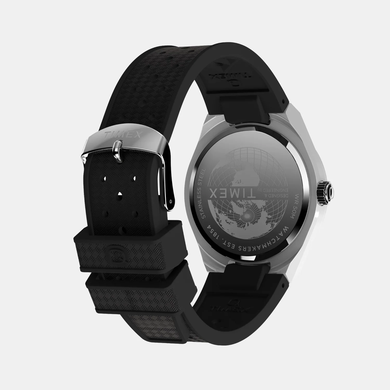 Q Timex Men Quartz Silver Dial Analog Rubber Watch TW2Y12200UJ - Image 4