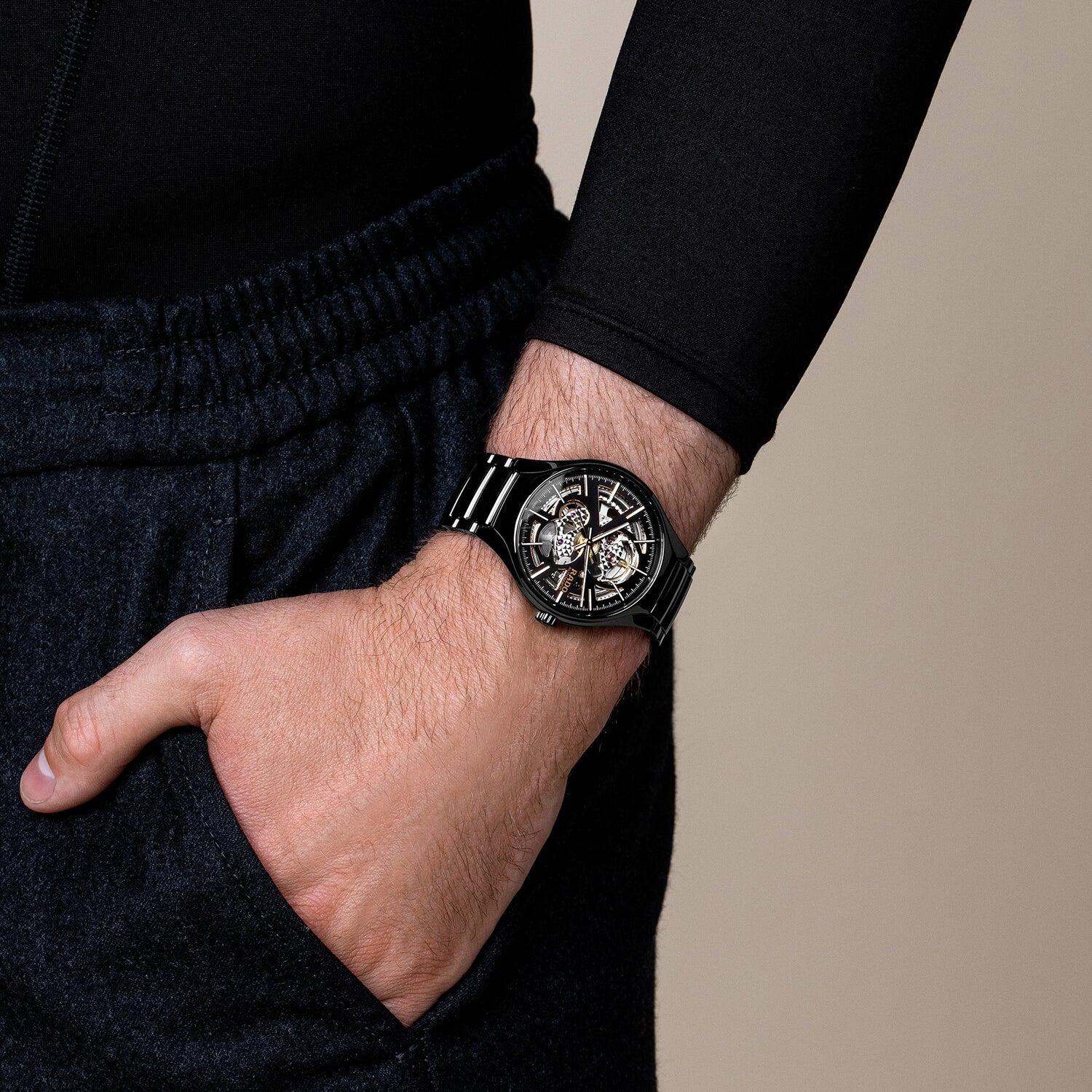 True Round Unisex Automatic Black Dial Analog Ceramic Watch R27100162 - Image 6