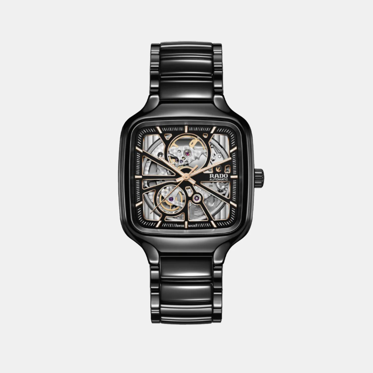 True Square Unisex Automatic Black Dial Analog Ceramic Watch R27086162