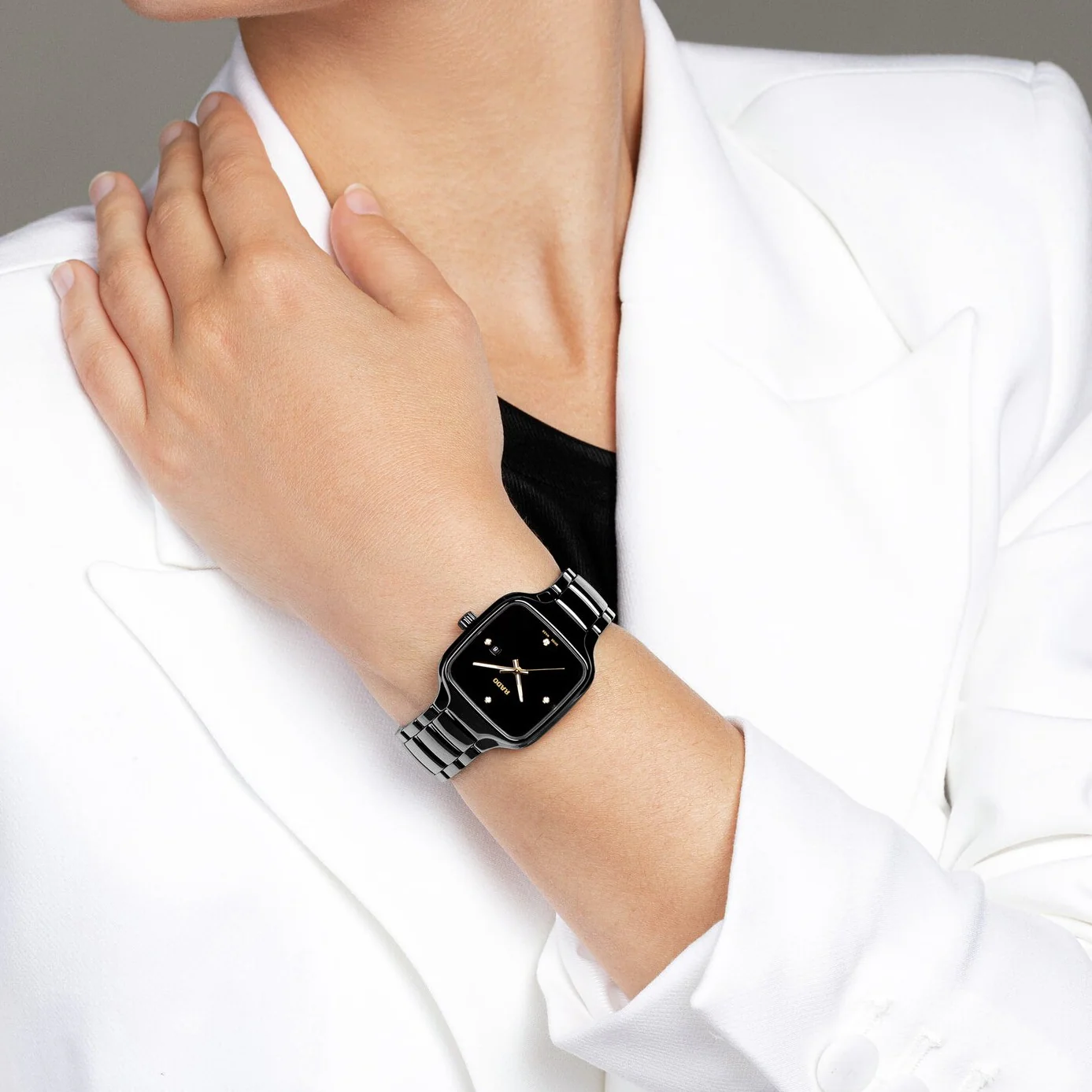 True Square Women Quartz Black Dial Analog Ceramic Watch R27080722 - Image 4