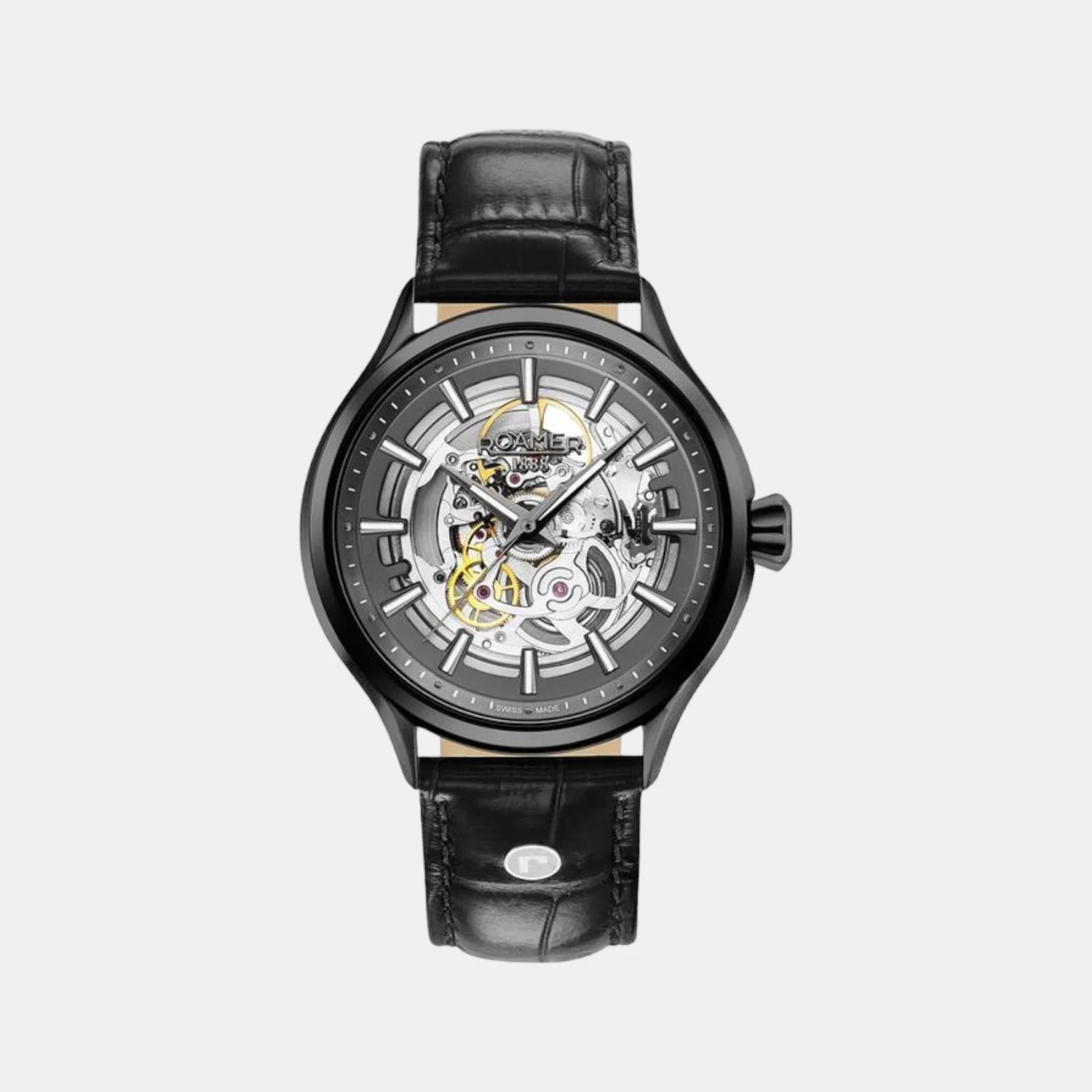Competence Skeleton Men Automatic Black Dial Analog Leather Watch 101663 40 55 05N