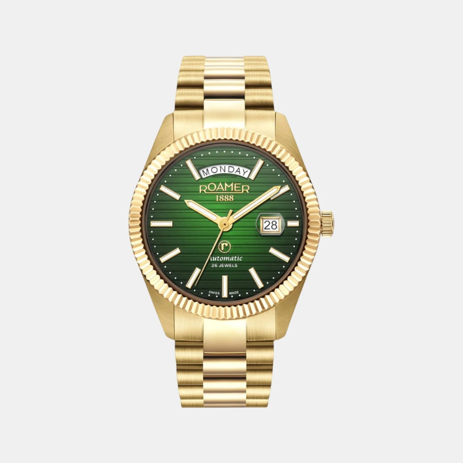 Primeline Daydate Ii Men Quartz Green Dial Analog Stainless Steel Watch 981666 48 75 50 - Image 2