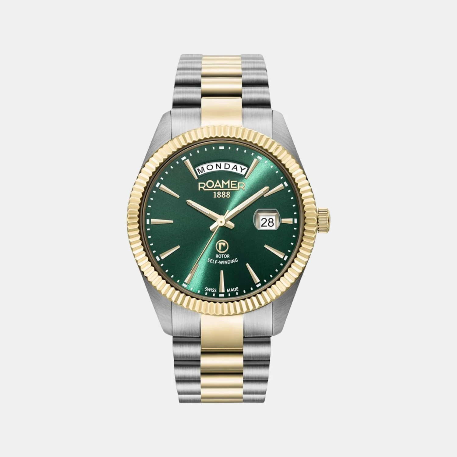 Primeline Daydate Men Mechanical Green Dial Analog Stainless Steel Watch 981662 48 75 90