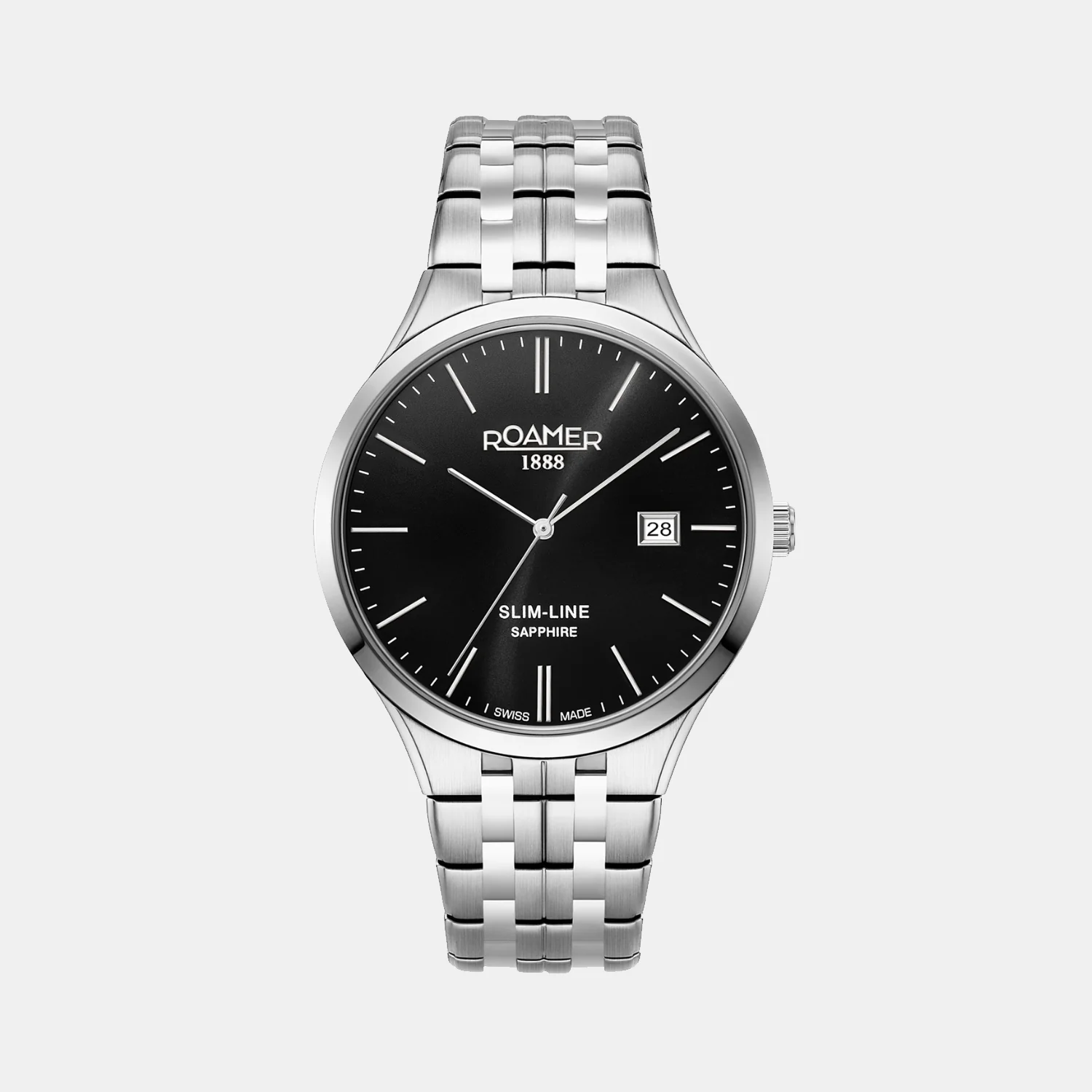 Slim Line Classic Men Quartz Black Dial Analog Stainless Steel Watch 512833 41 55 20 - Image 3
