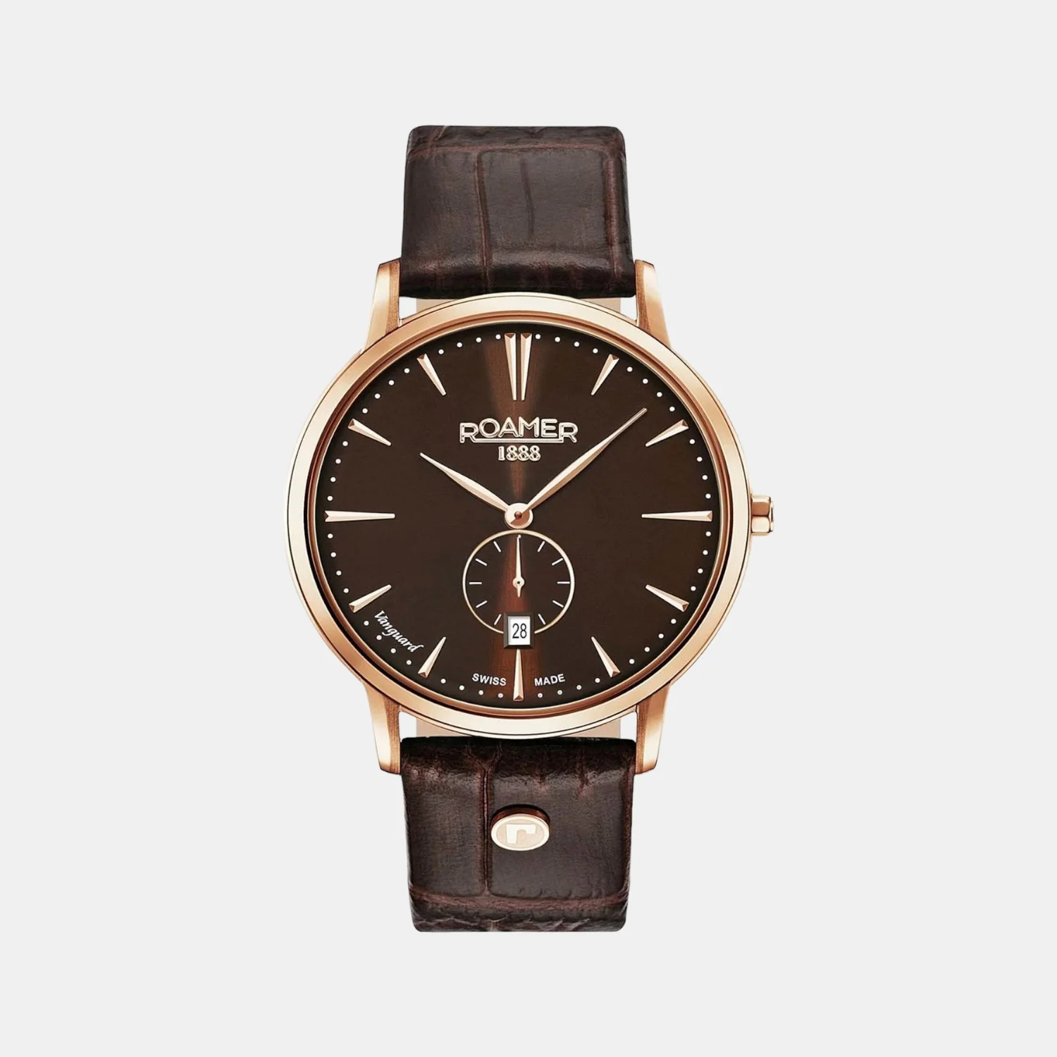 Vanguard Small Second Men Quartz Brown Dial Analog Leather Watch 980812 49 55 09