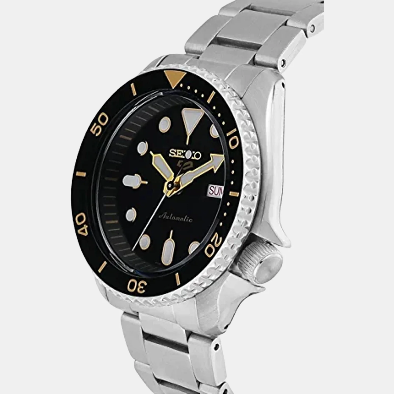5 Sports Men Automatic Black Dial Analog Stainless Steel Watch SRPD57K1 - Image 2