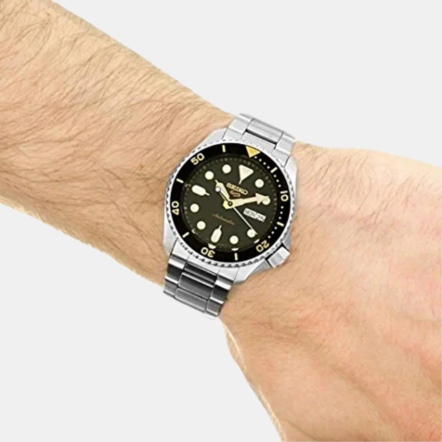 5 Sports Men Automatic Black Dial Analog Stainless Steel Watch SRPD57K1 - Image 4