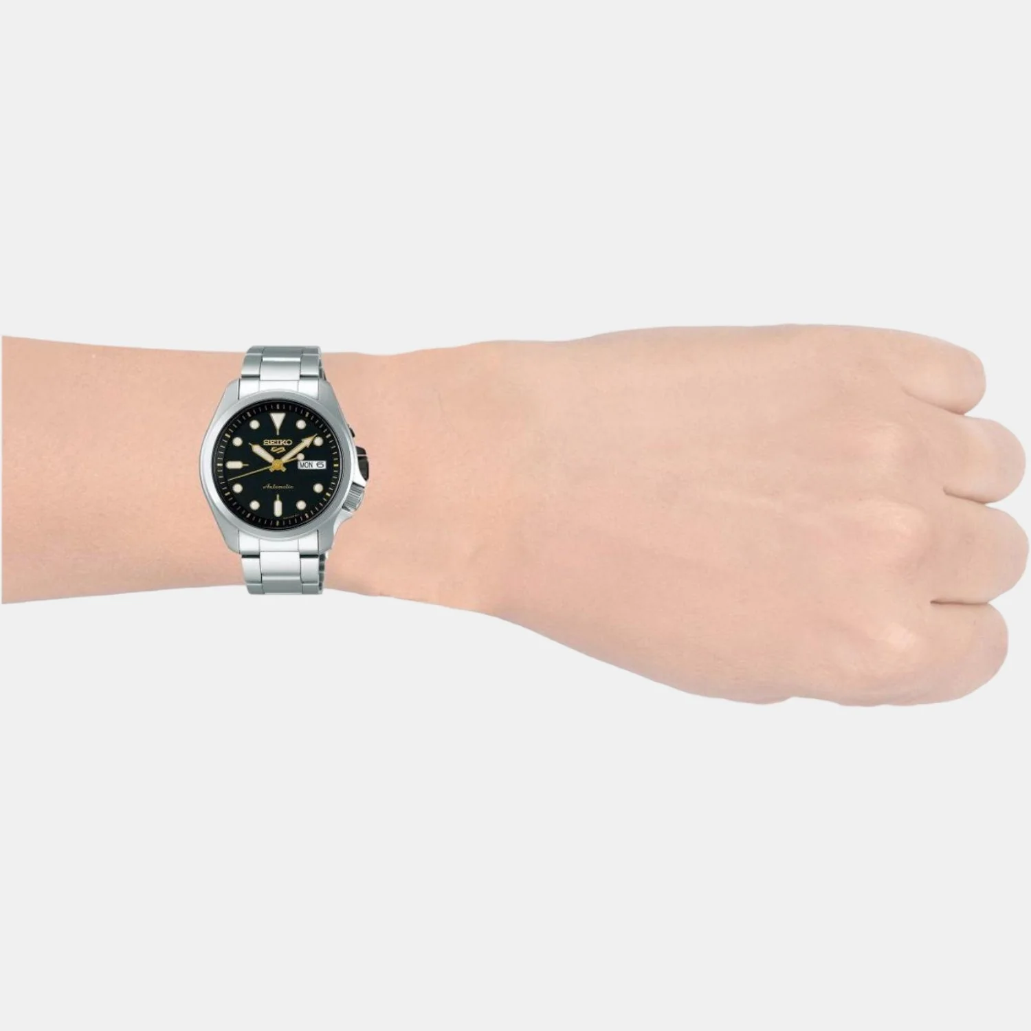 5 Sports Men Automatic Black Dial Analog Stainless Steel Watch SRPE57K1 - Image 4