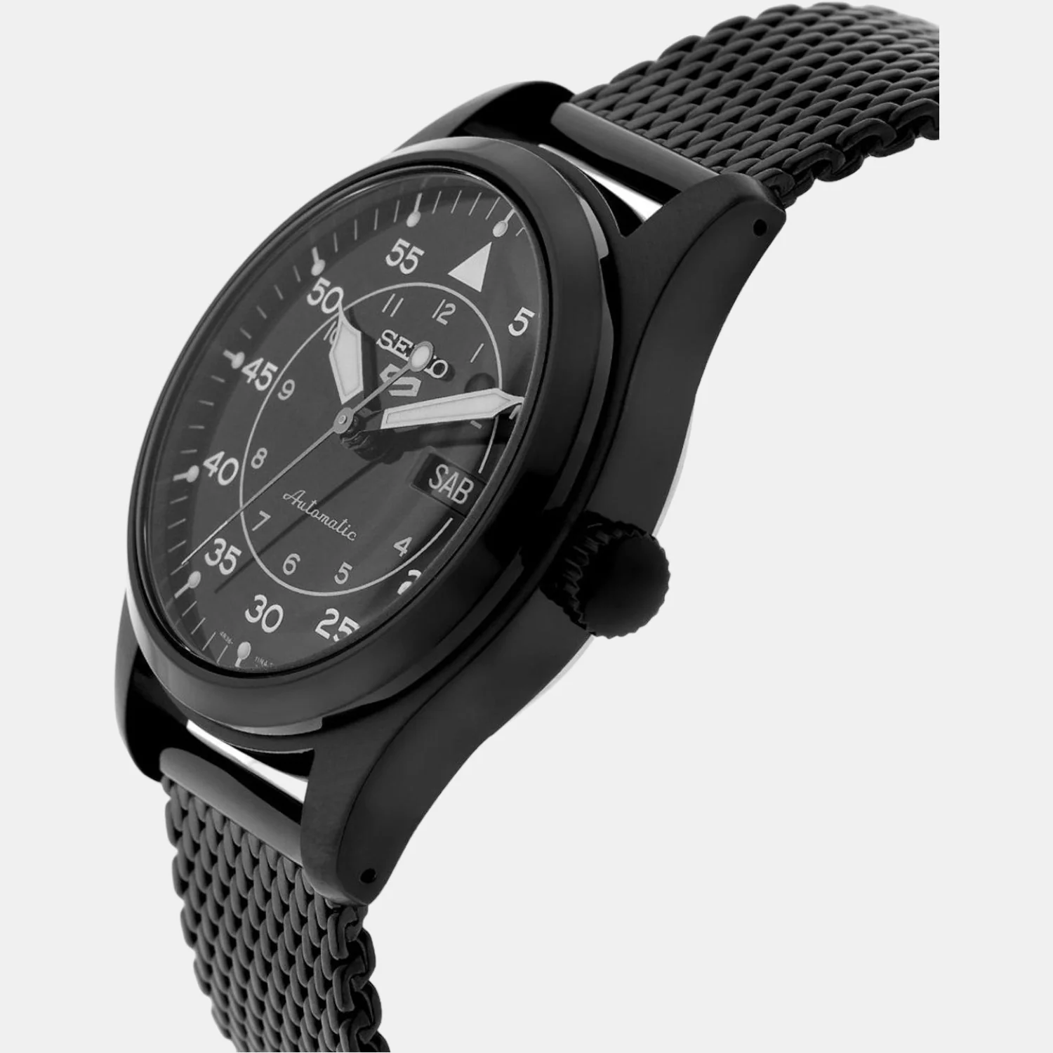 5 Sports Men Automatic Black Dial Analog Stainless Steel Watch SRPH25K1 - Image 2