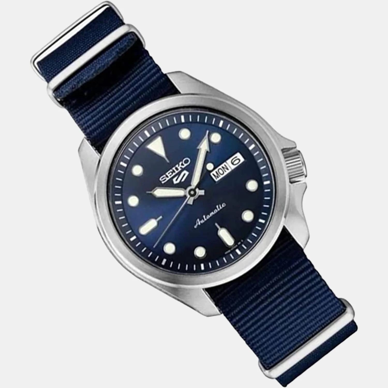 5 Sports Men Automatic Blue Dial Analog Nylon Watch SRPE63K1 - Image 2
