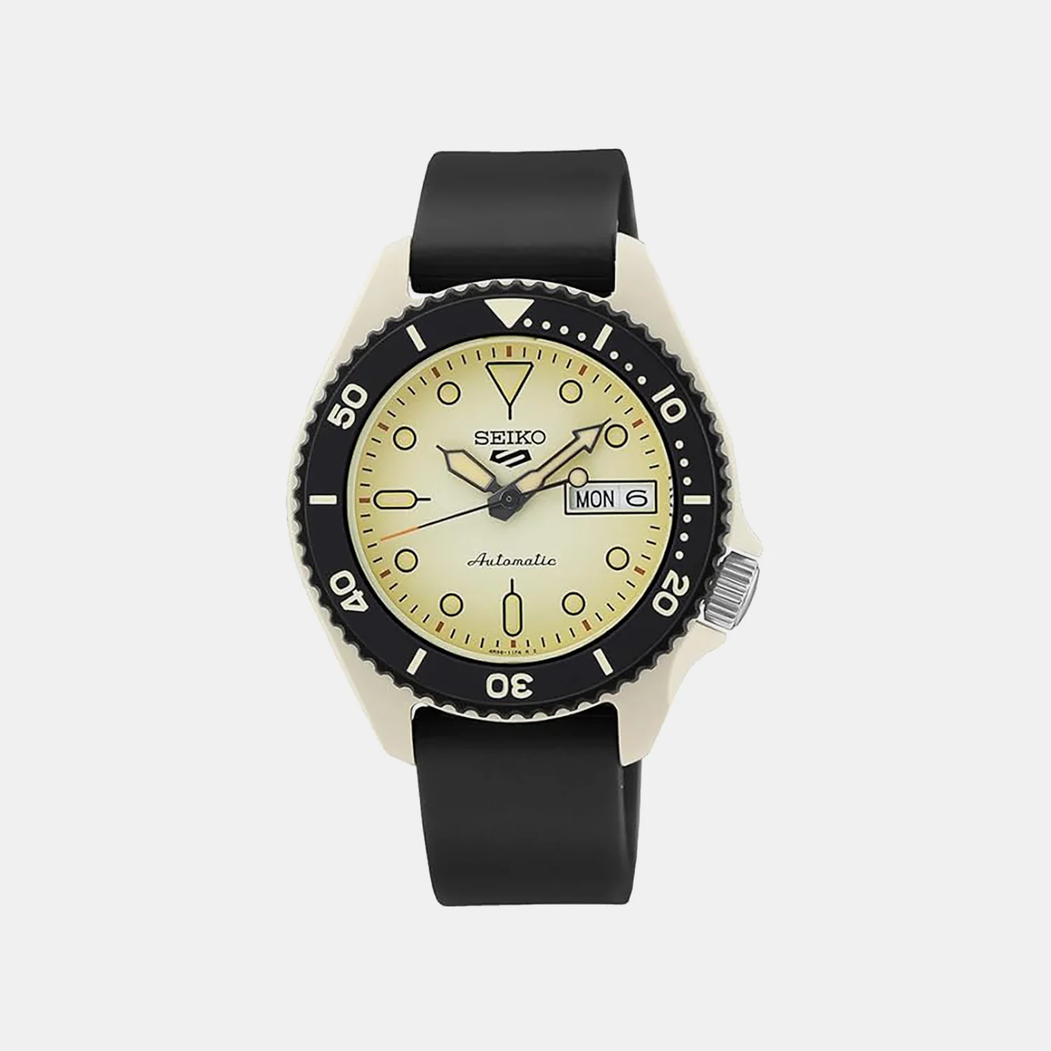 5 Sports Men Automatic White Dial Analog Silicone Watch SRPG71K1