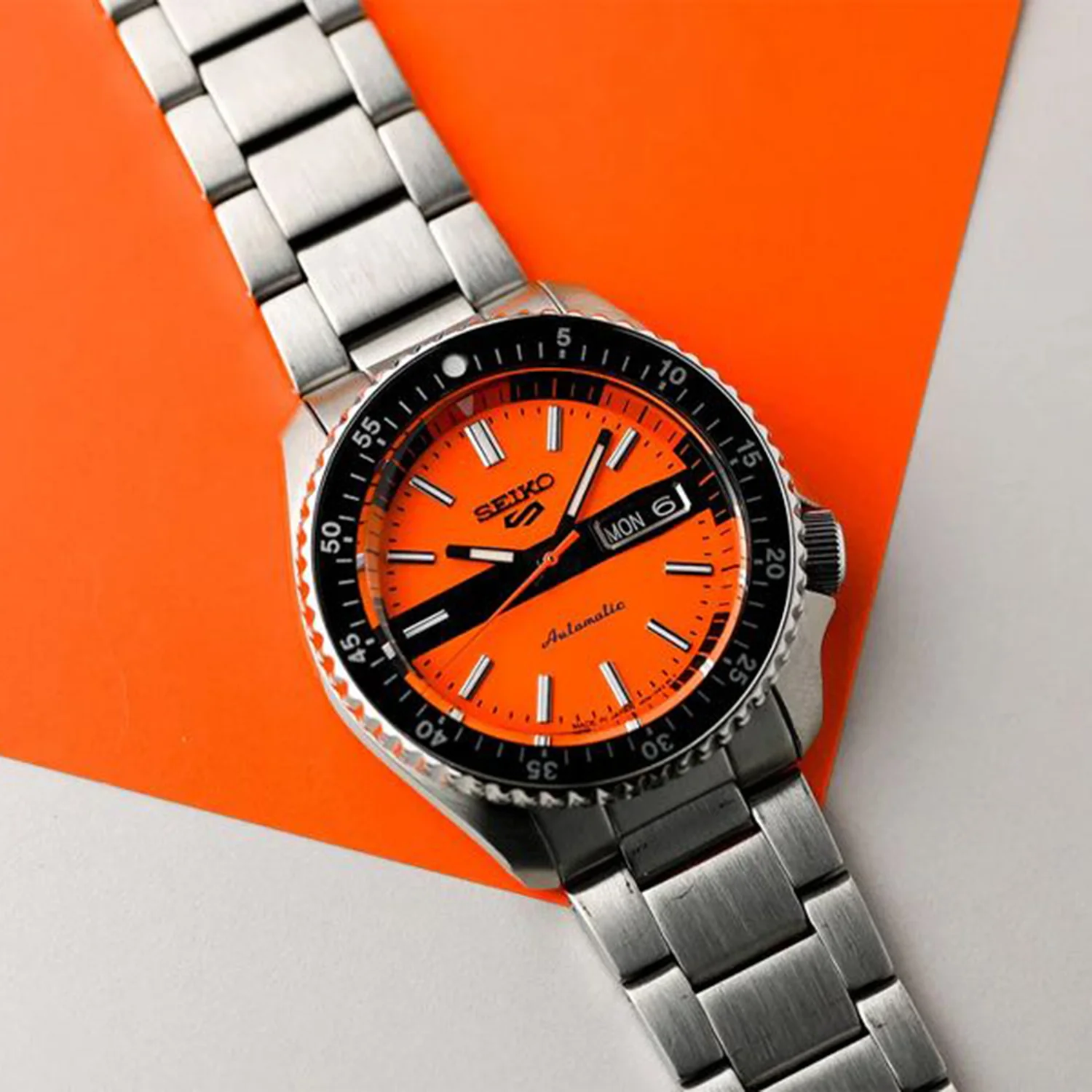 5 Sports Men Automatic Orange Dial Analog Stainless Steel Watch SRPK11K1 - Image 6