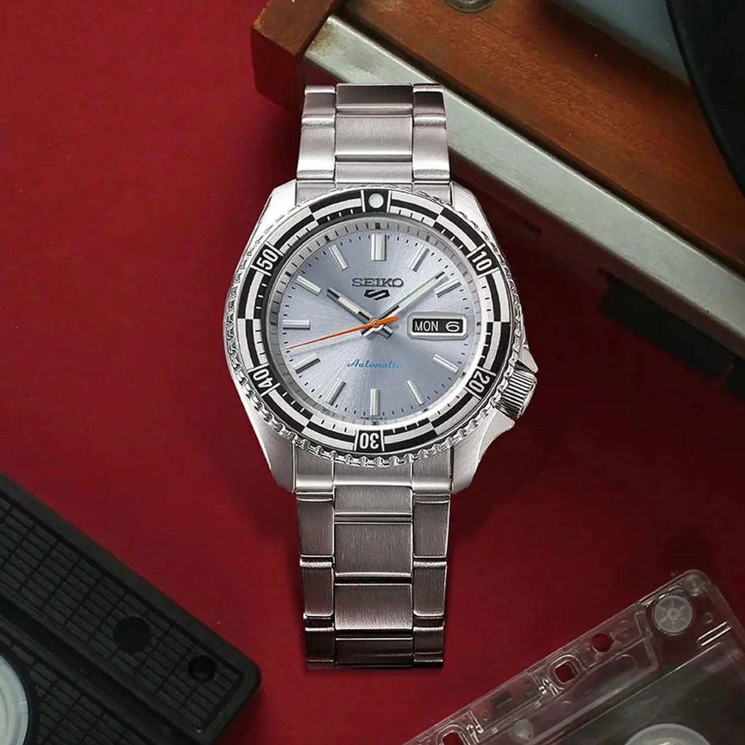 5 Sports Men Automatic Silver Dial Analog Stainless Steel Watch SRPK09K1 - Image 3