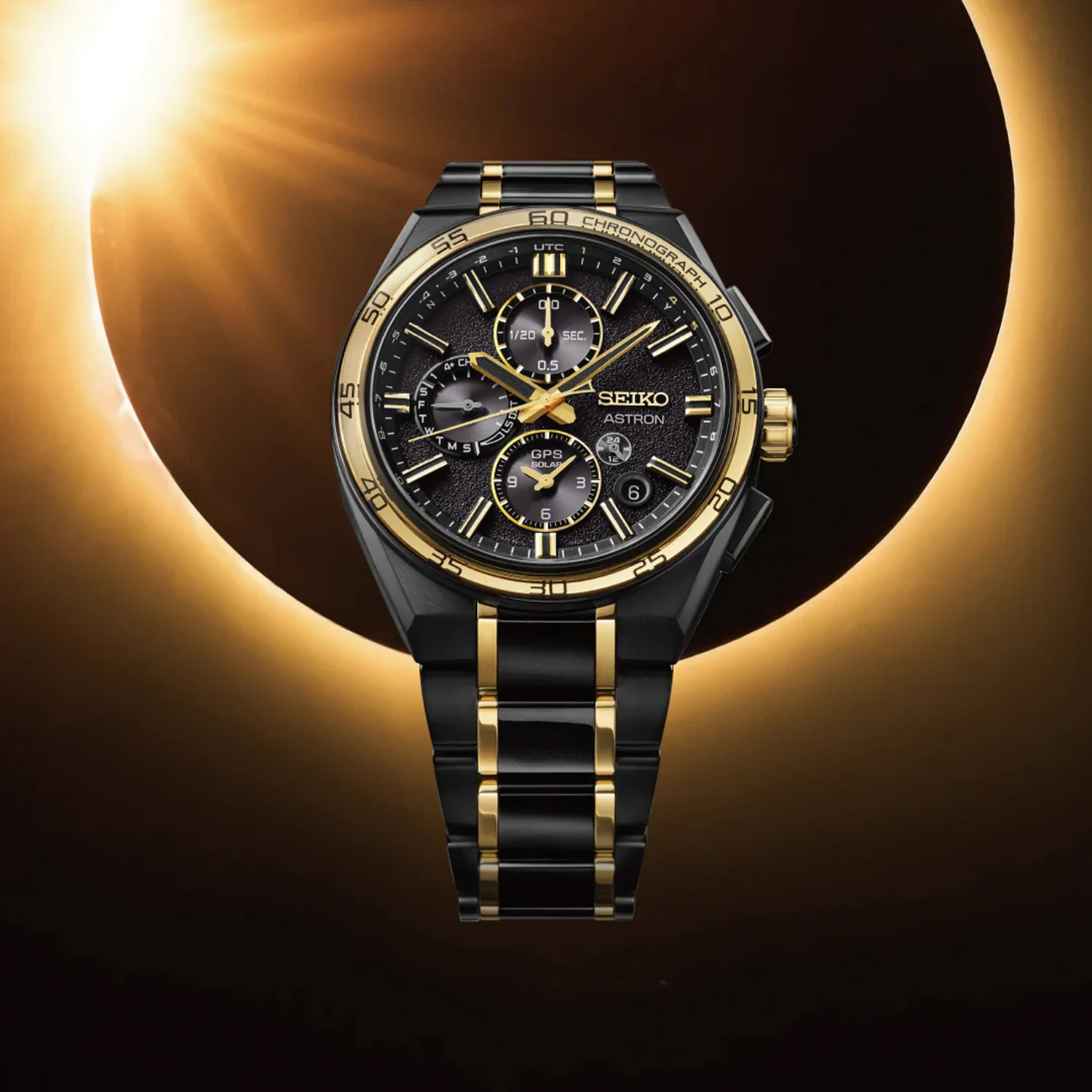 Astron 145th Anniversary Limited Edition âSolar Eclipseâ Men Black Dial Chronograph Titanium Watch SSH186J1 - Image 3