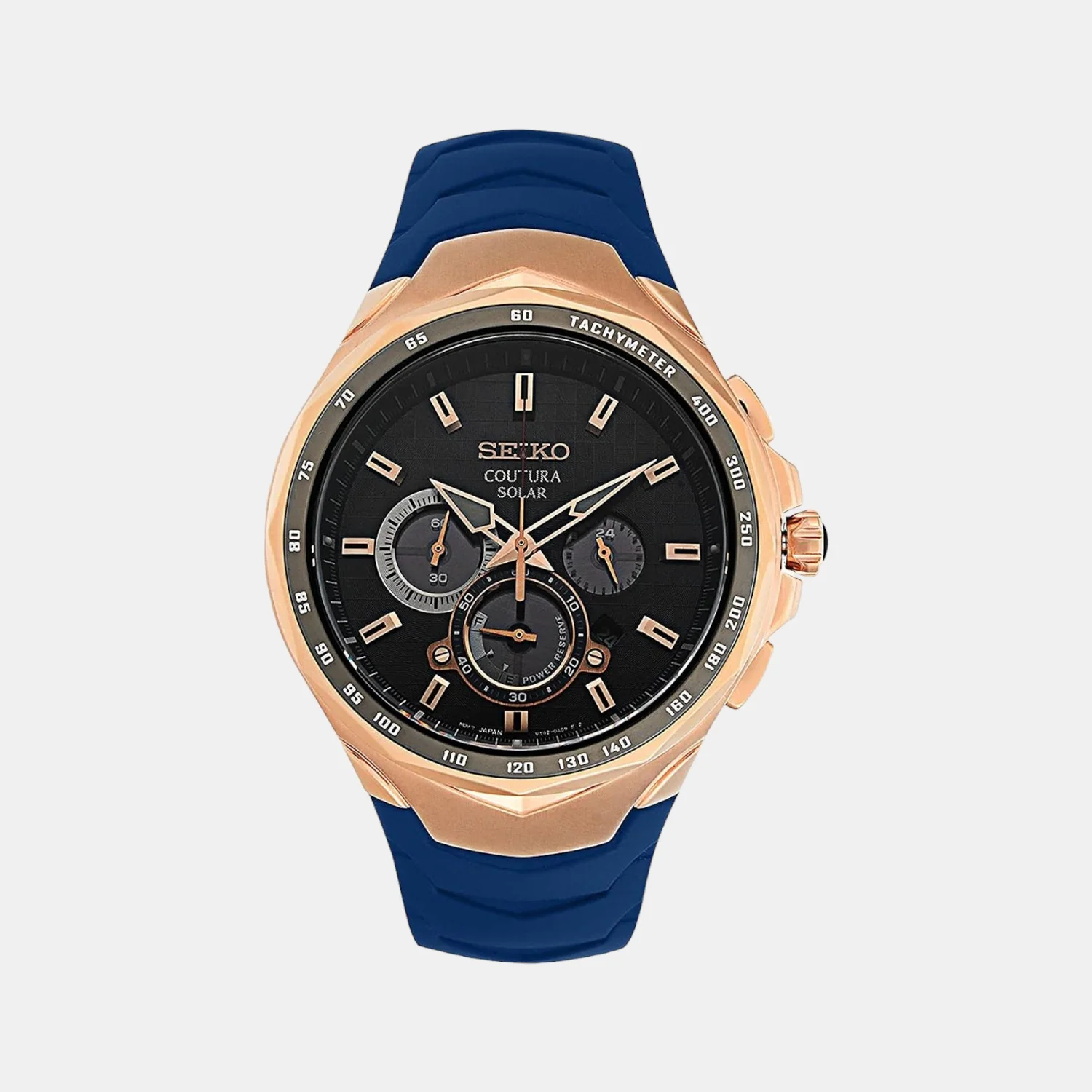 Coutura Men Solar Blue Dial Chronograph Leather Watch SSC800P1