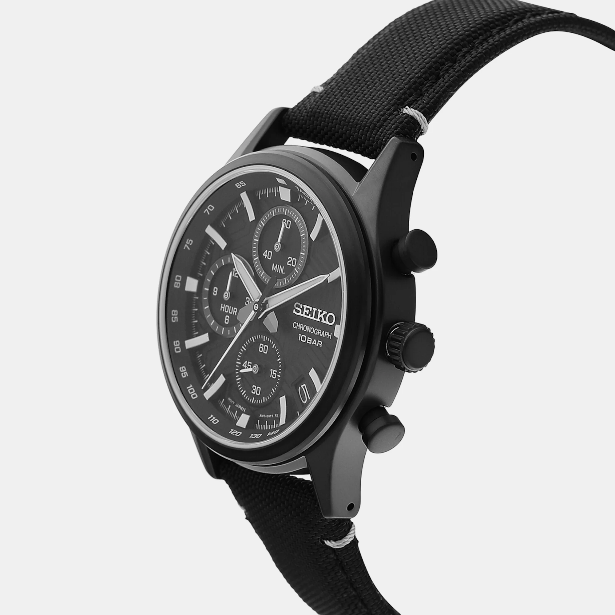 Dress Men Quartz Black Dial Chronograph Leather Watch SSB421P1 - Image 2