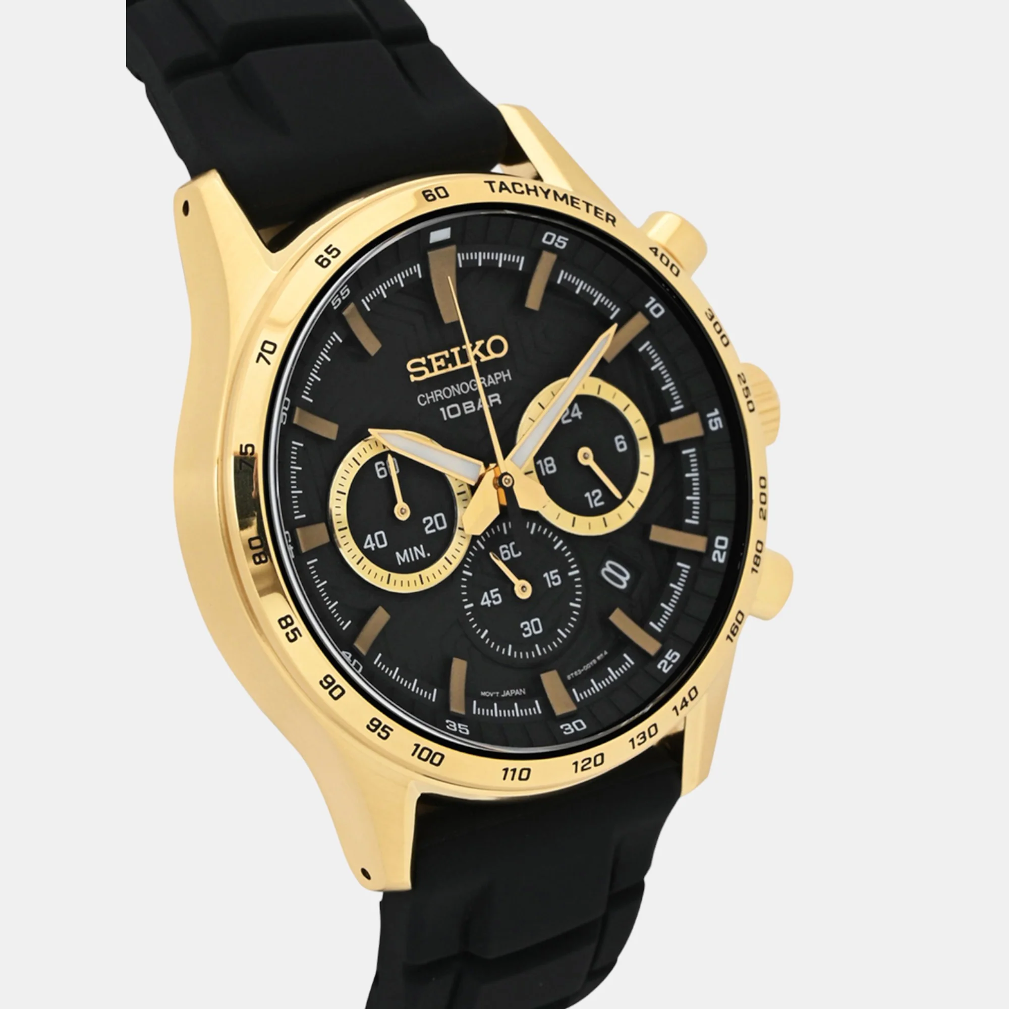 Dress Men Quartz Black Dial Chronograph Silicone Watch SSB446P1 - Image 3