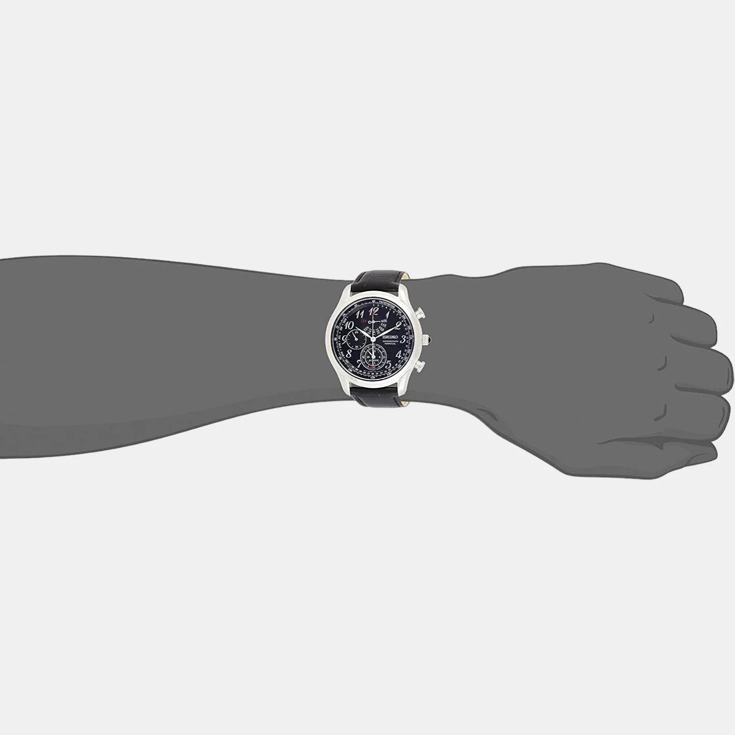 Men Quartz Black Dial Chronograph Leather Watch SPC255P1 - Image 6