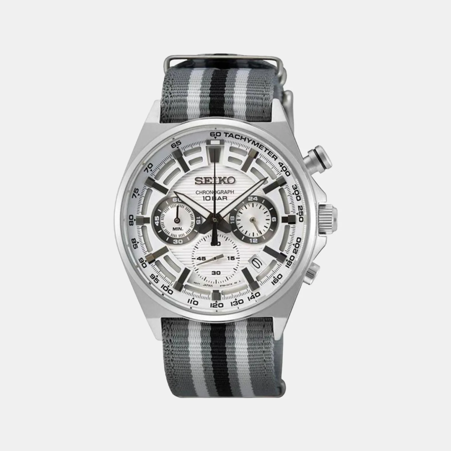 Men Quartz White Dial Chronograph Nylon Watch SSB401P1