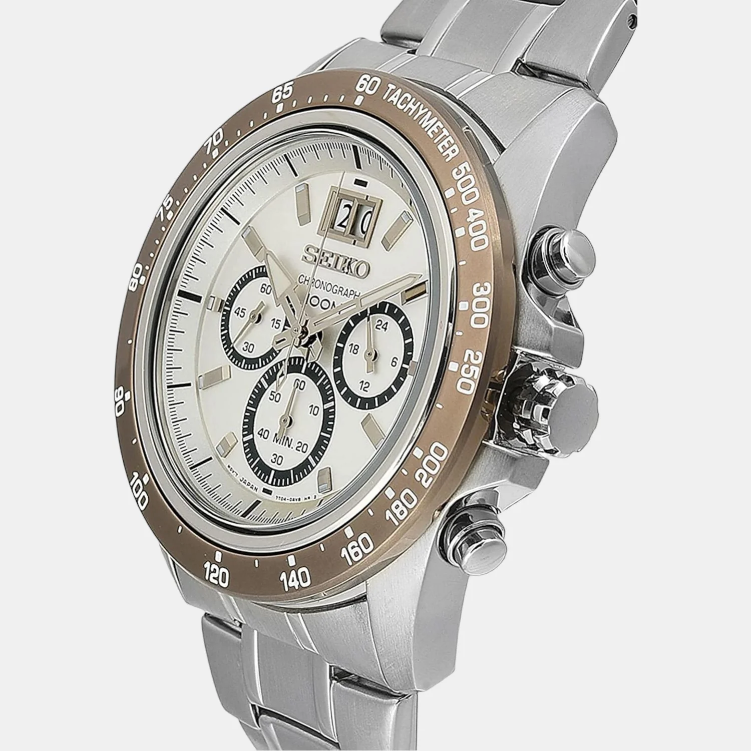 Men Quartz White Dial Chronograph Stainless Steel Watch SPC241P1 - Image 2
