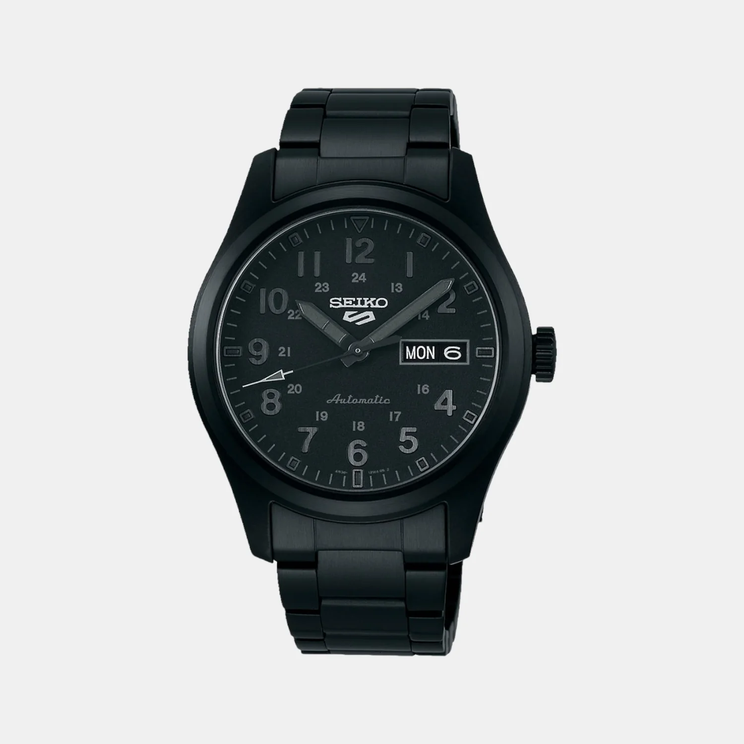 New 5 Sports Men Automatic Black Dial Analog Stainless Steel Watch SRPJ09K1
