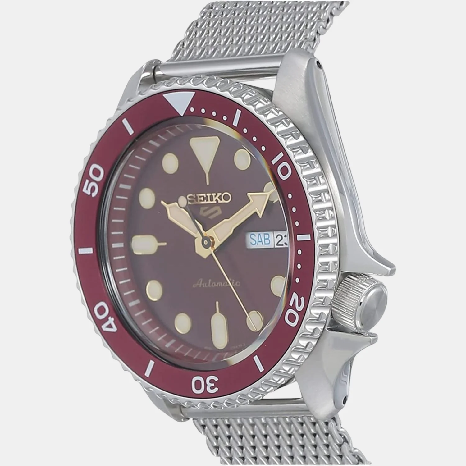 New 5 Sports Men Automatic Red Dial Analog Stainless Steel Watch SRPD69K1 - Image 2