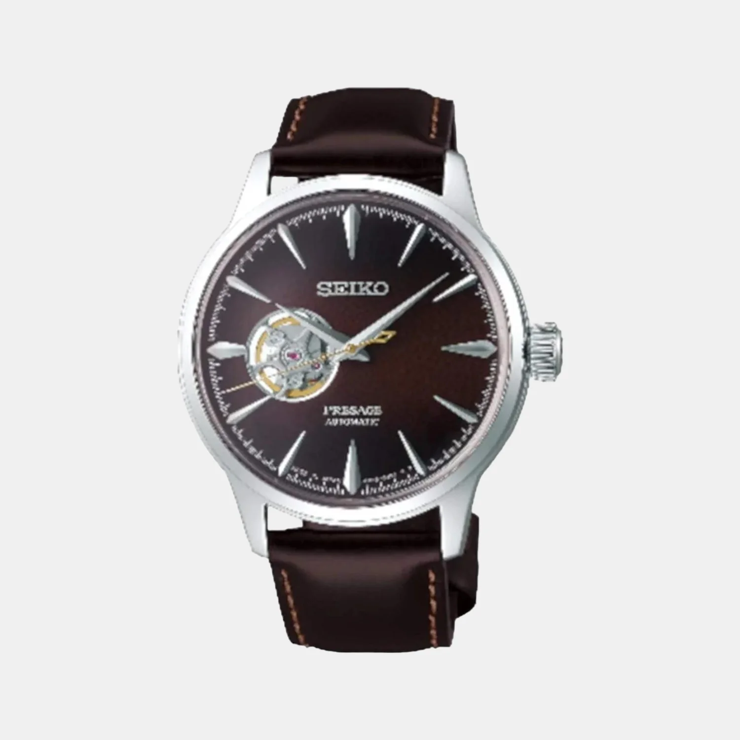 Presage Men Automatic Brown Dial Analog Leather Watch SSA407J1