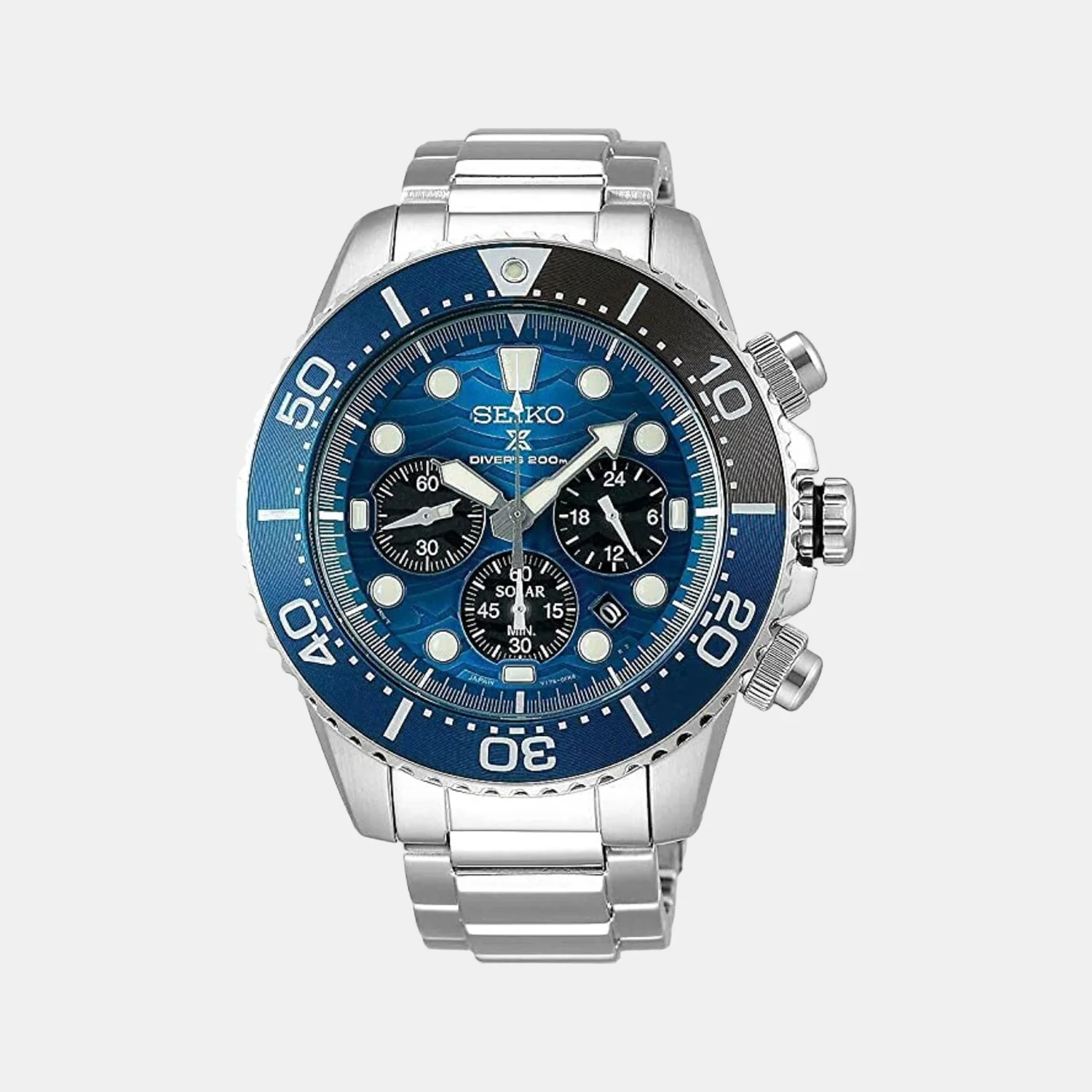 Prospex Men Solar Blue Dial Chronograph Stainless Steel Watch SSC741P1