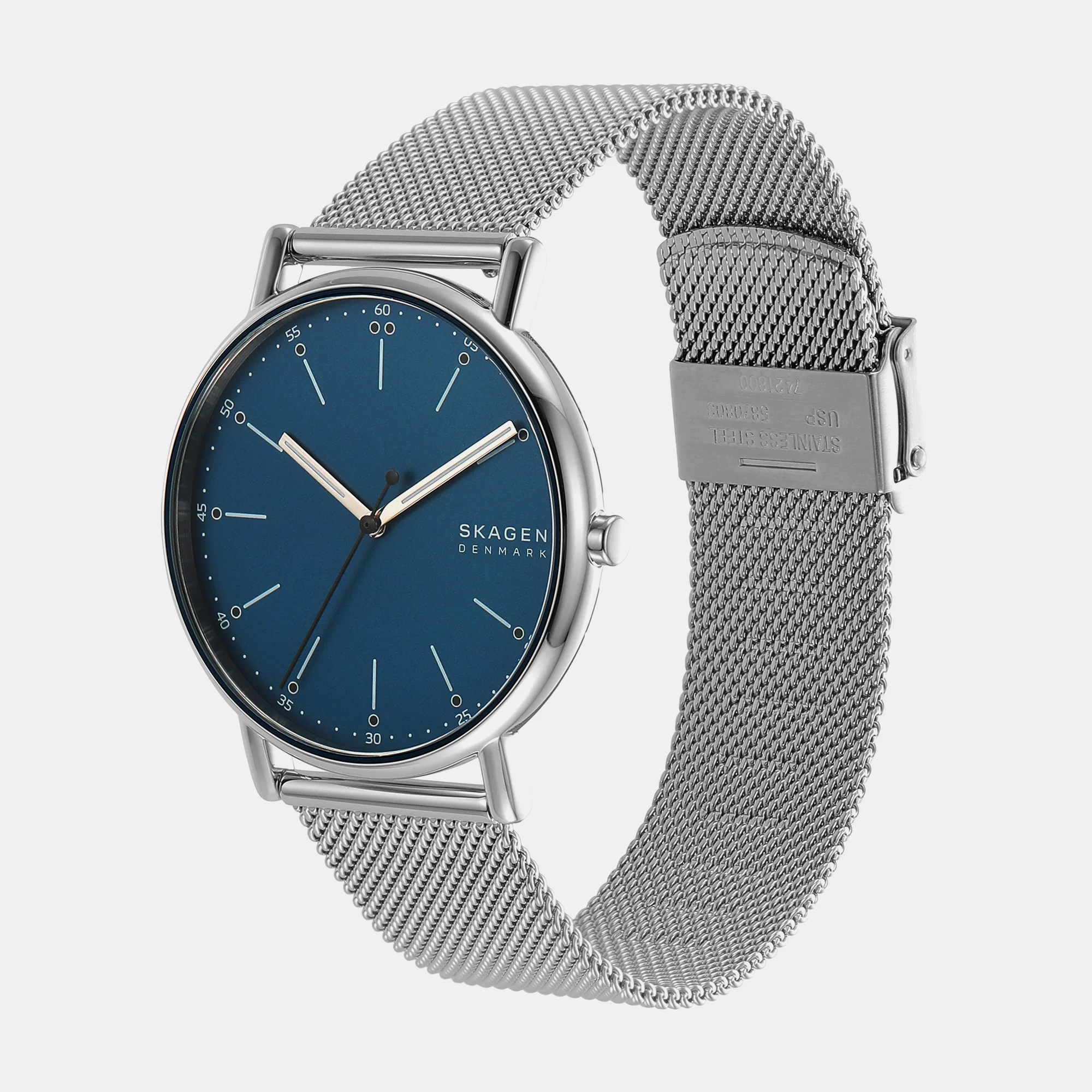 Men Quartz Blue Dial Analog Mesh Watch SKW6904 - Image 3