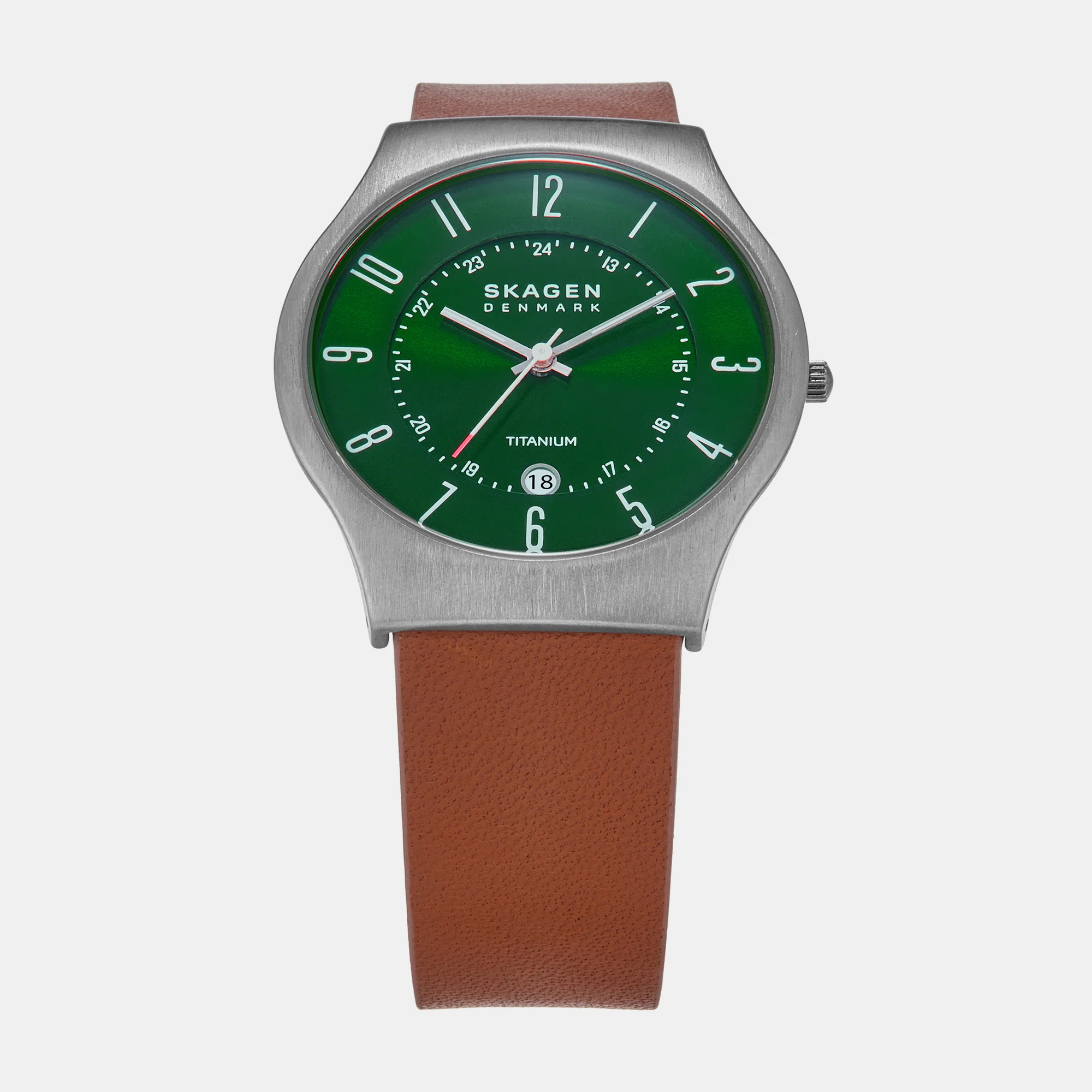 Men Quartz Green Dial Analog Leather Watch SKW6908 - Image 2