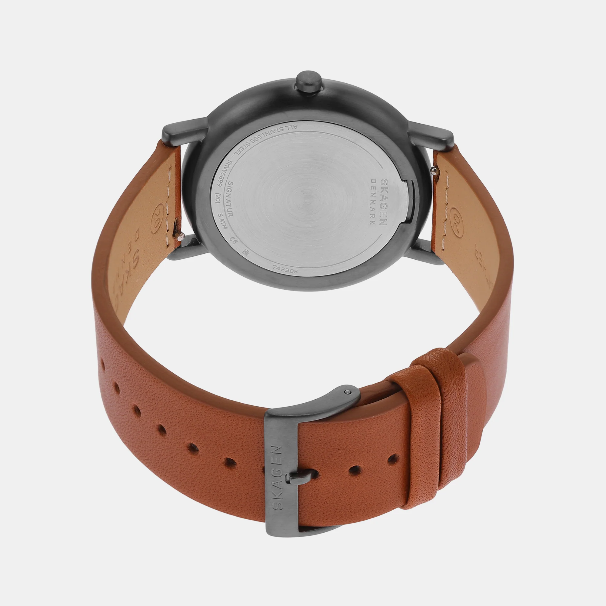 Men Quartz Grey Dial Analog Leather Watch SKW6899 - Image 4