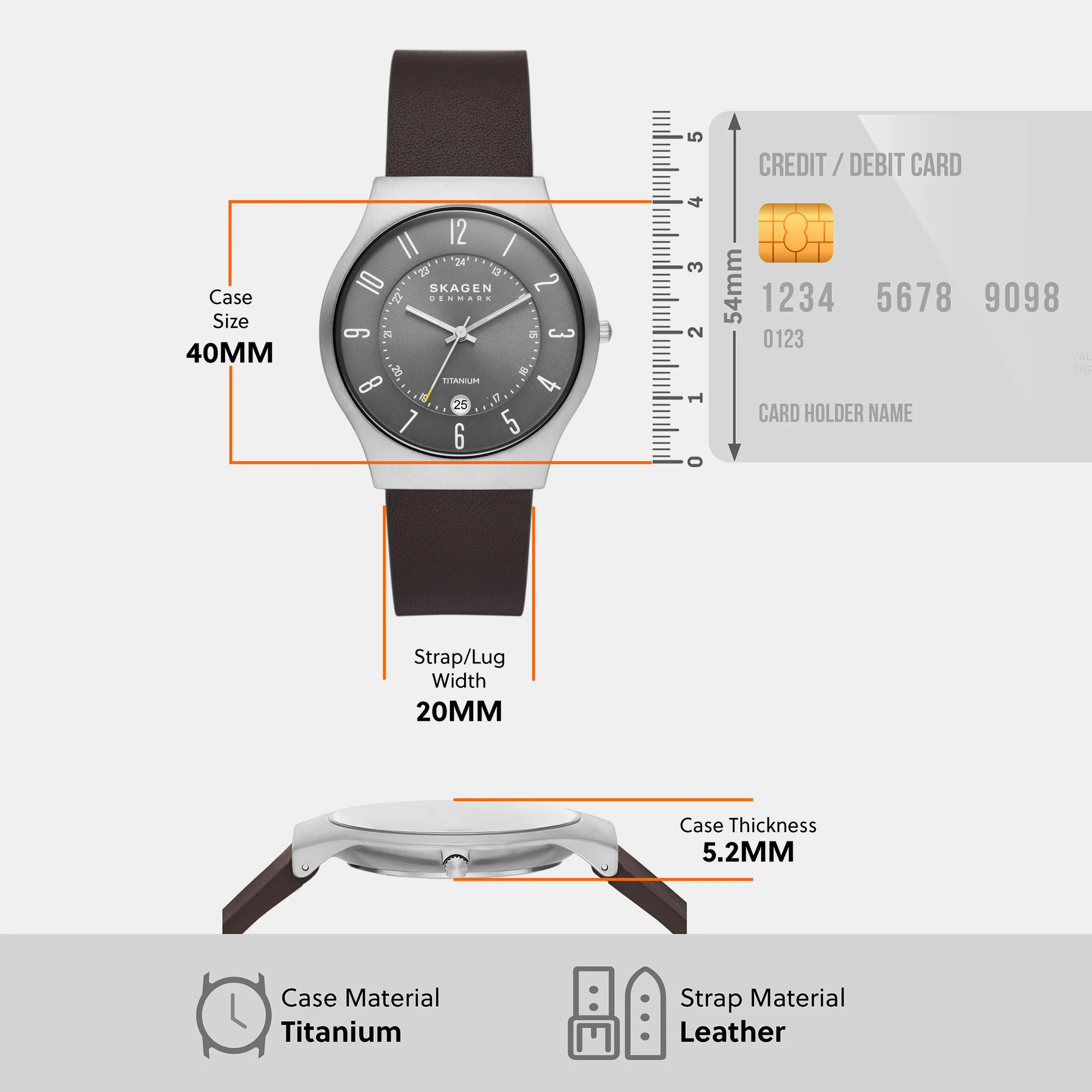Men Quartz Grey Dial Analog Leather Watch SKW6909 - Image 8